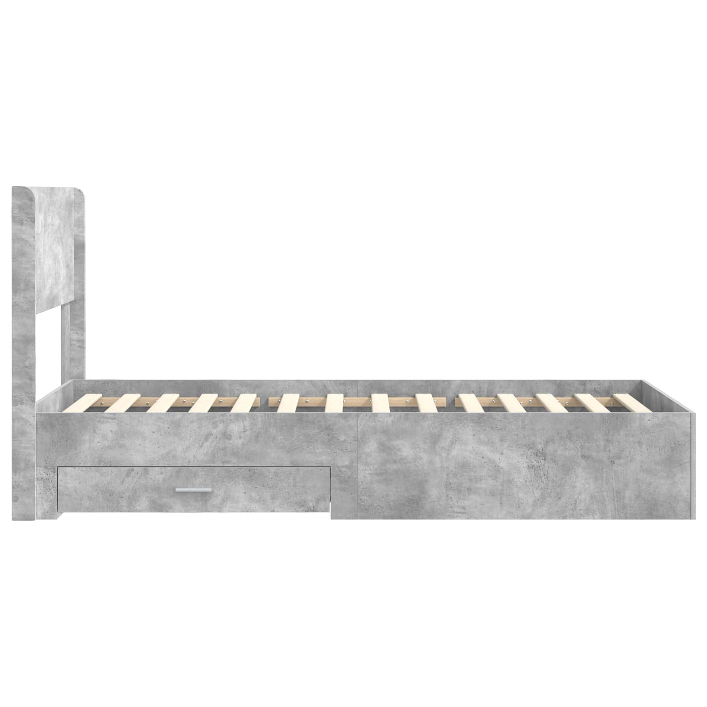 Ágykeret tárolóval és fejtámlával Betonszürke 90 x 200 cm