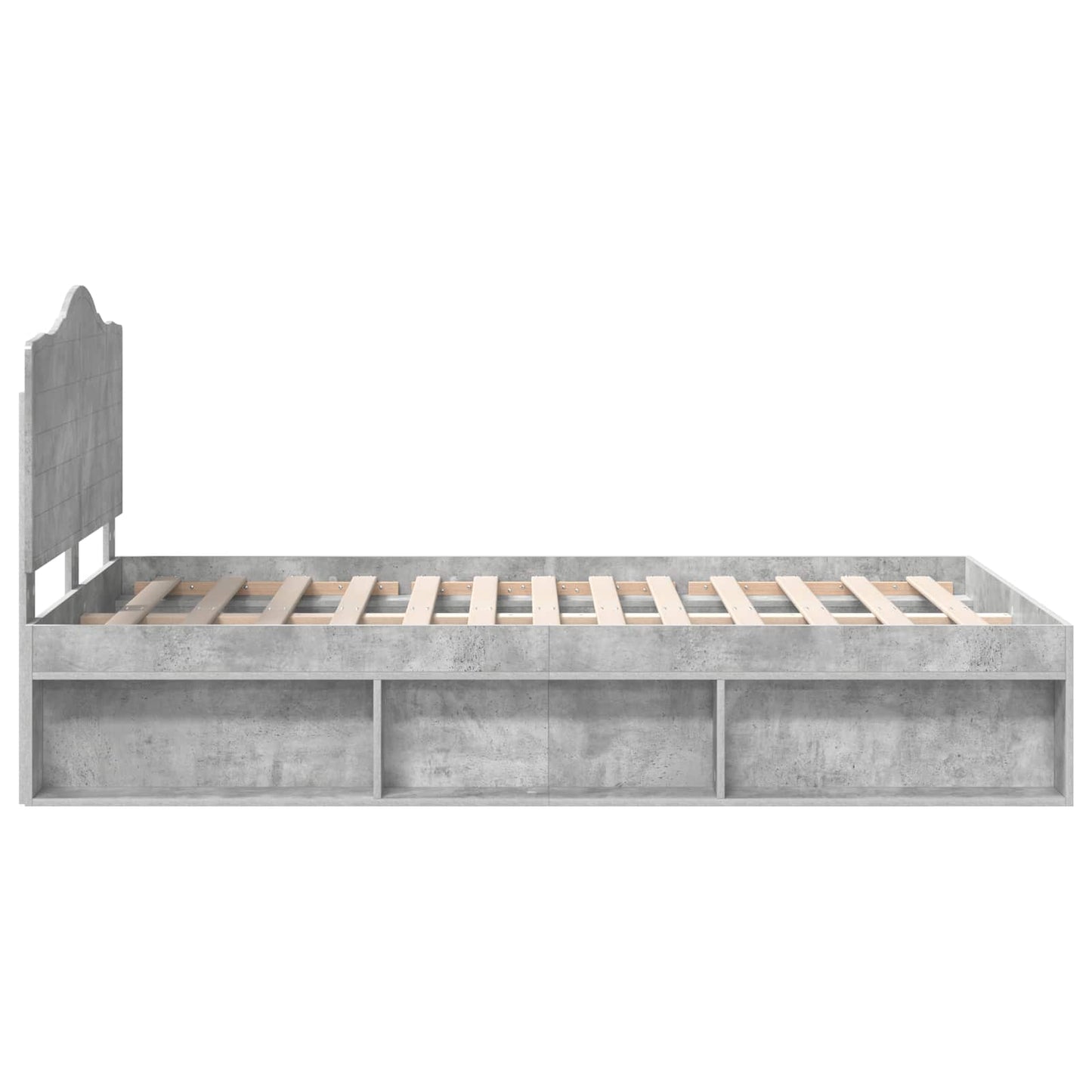 Ágykeret fejtámlával Beton Szürke 135 x 190 cm Tömör fenyőfa