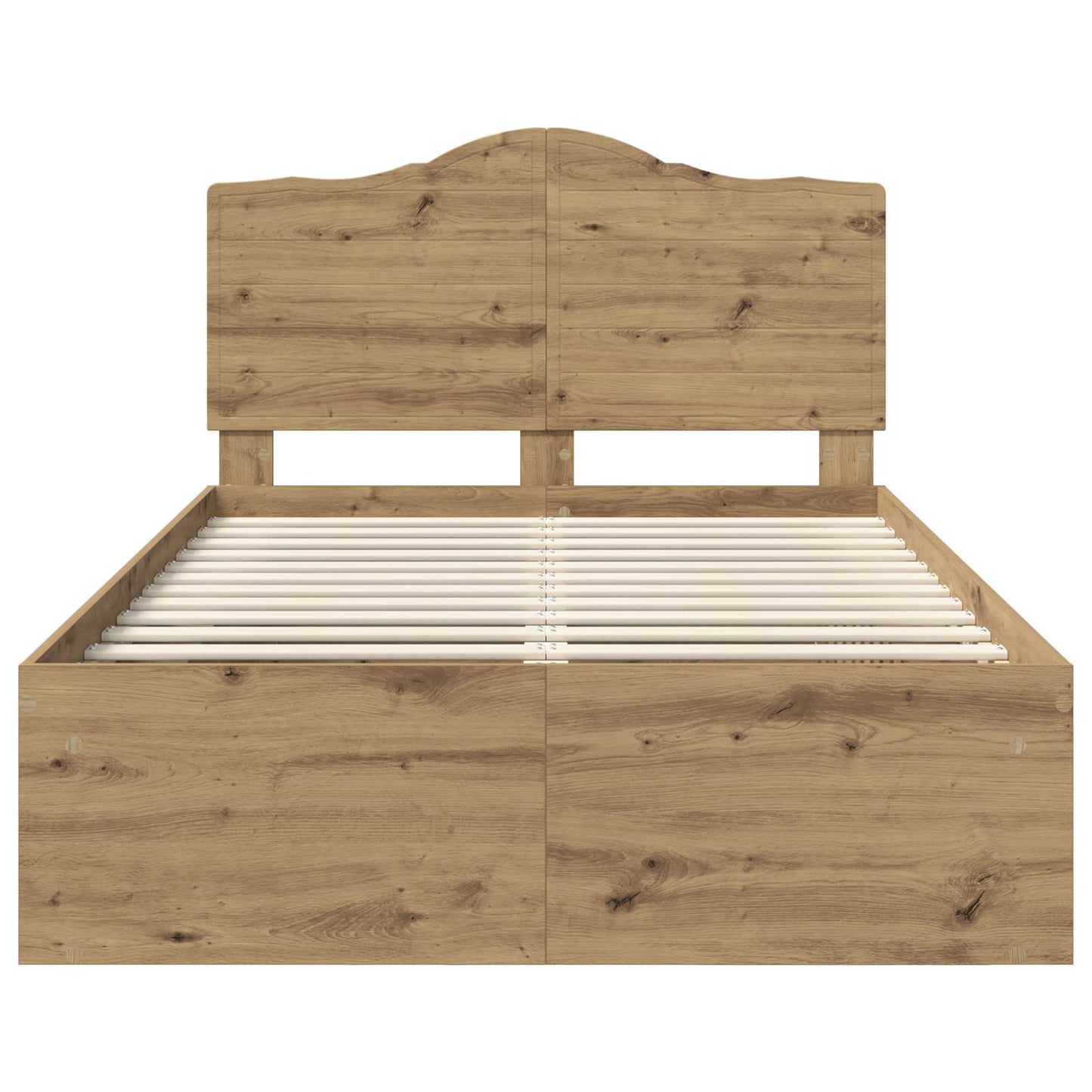 Ágykeret fejtámlával Művészi tölgy 120 x 200 cm Tömör fenyőfa