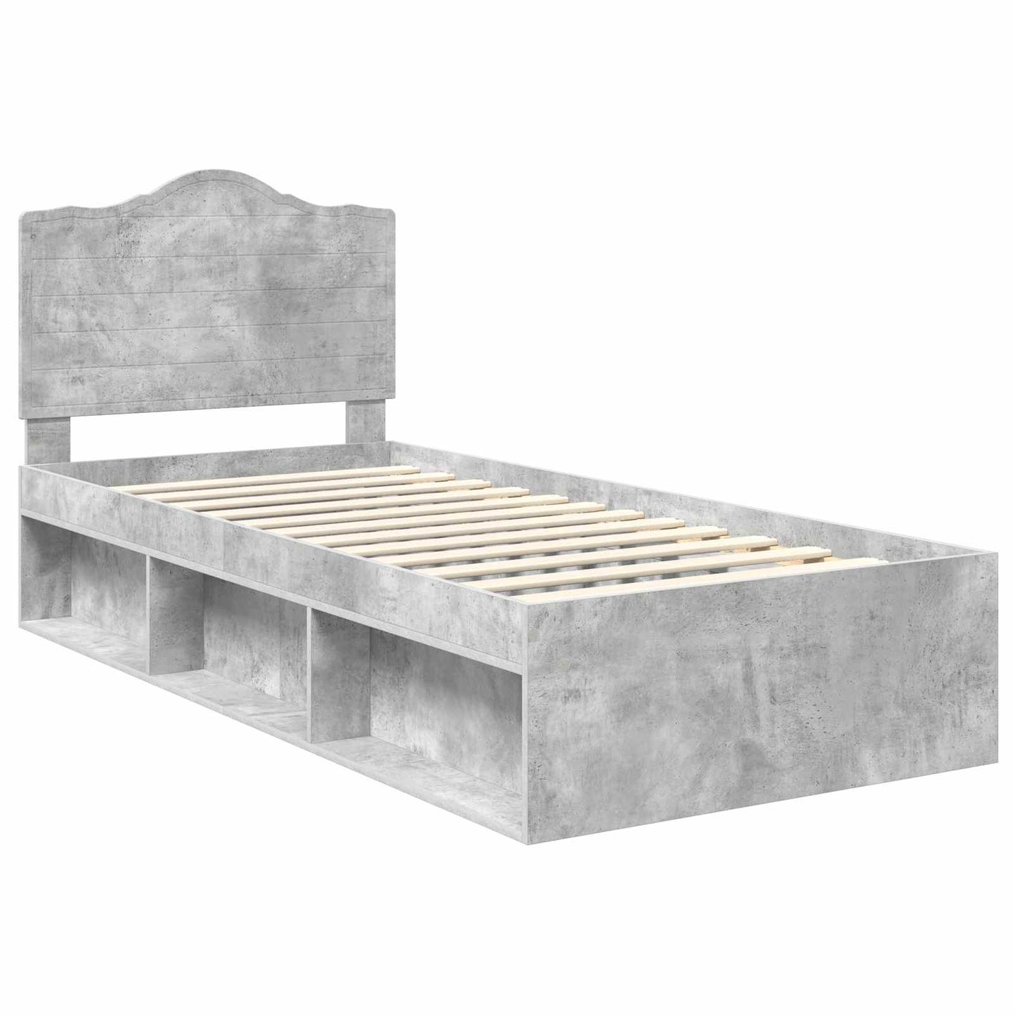 Ágykeret fejtámlával Beton 90 x 200 cm Tömör fenyőfa
