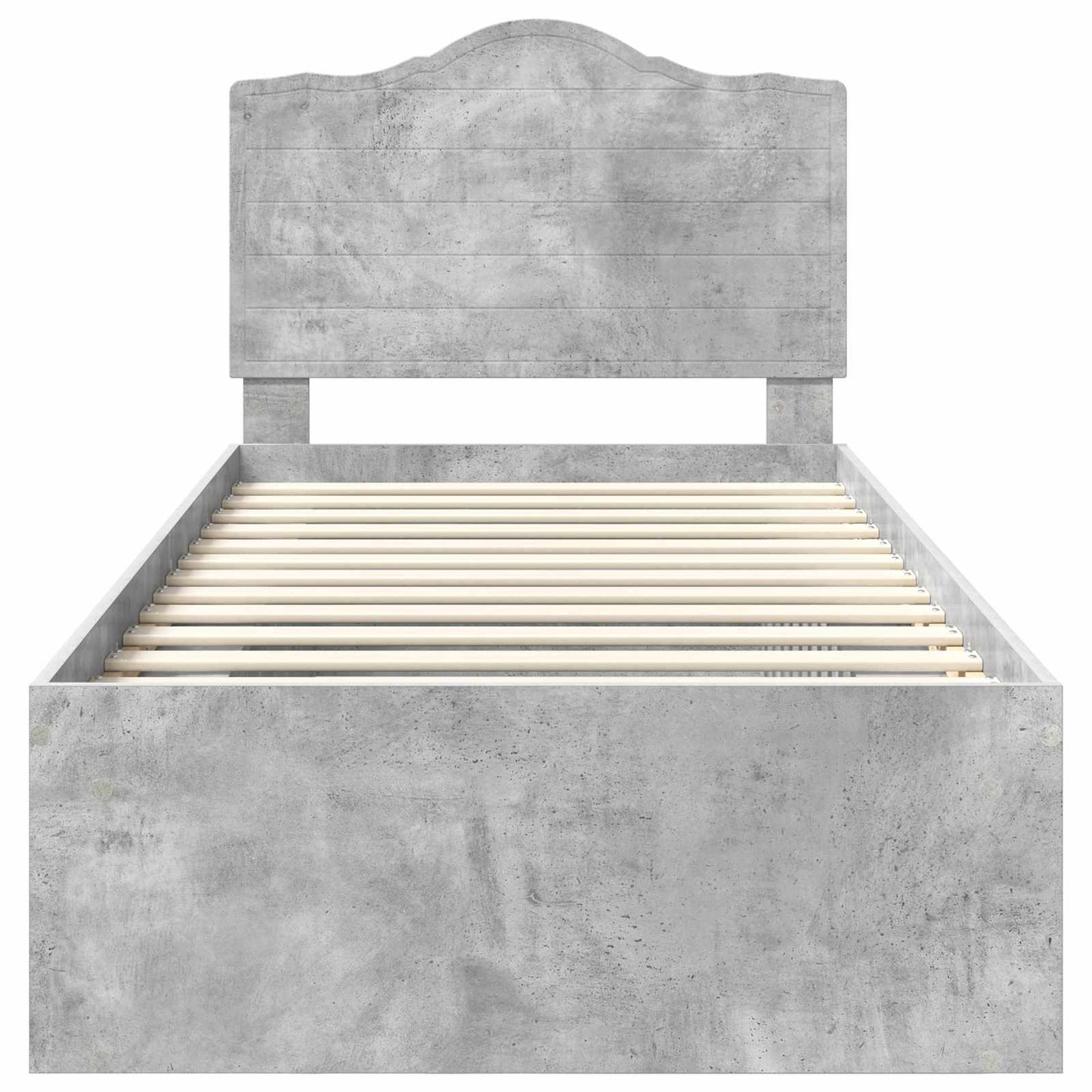 Ágykeret fejtámlával Beton Szürke 90 x 190 cm Tömör fenyőfa