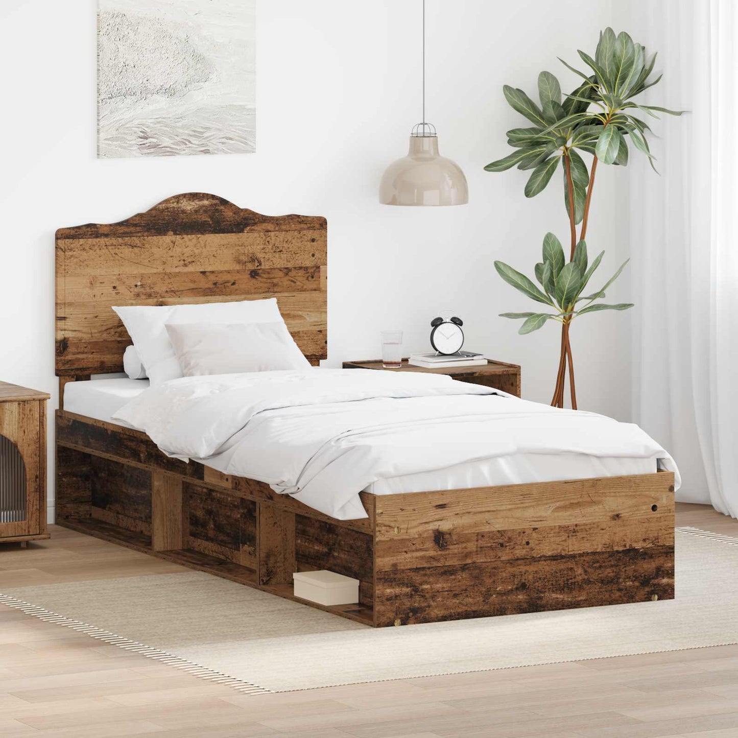 Ágykeret fejtámlával Öreg fa 75 x 190 cm Tömör fenyőfa
