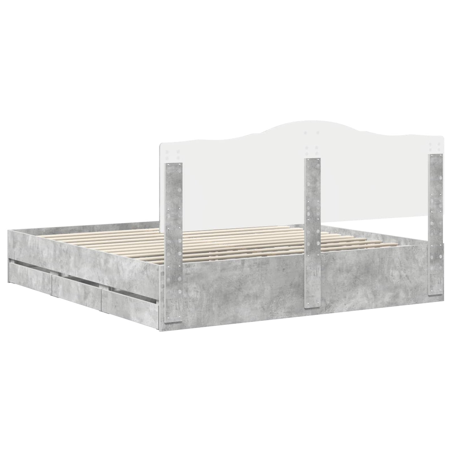 Ágykeret fiókkal tárolóval Beton Szürke 200 x 200 cm Mérnöki Fa