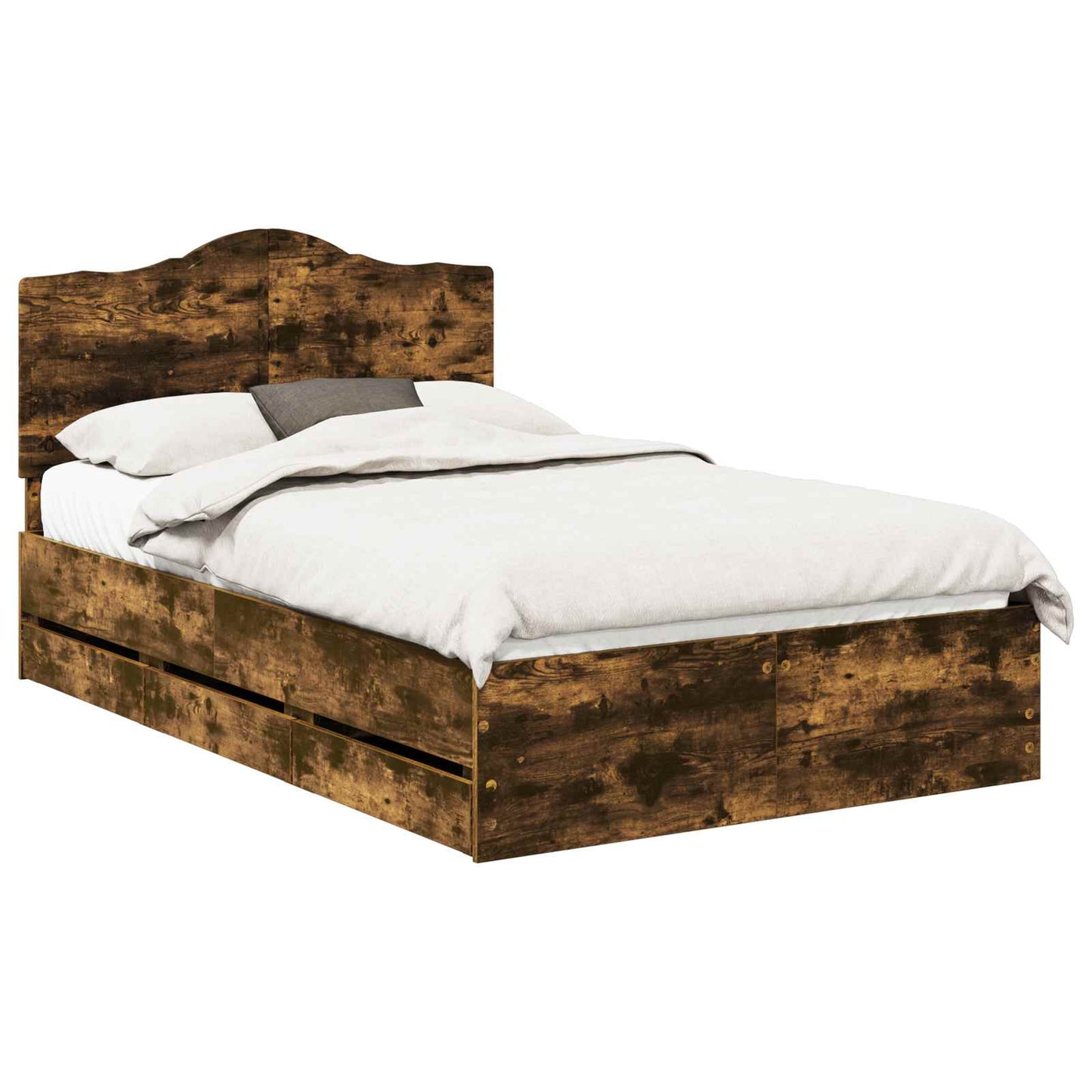 Ágykeret fiókkal Füstölt Tölgy 120 x 200 cm Mérnöki Fa