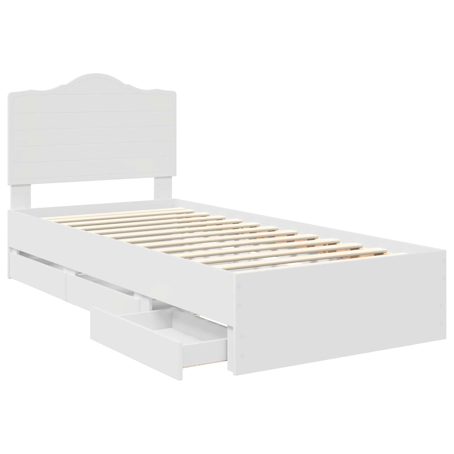 Ágykeret fiókkal fejtámlával Fehér 90 x 200 cm Mérnöki Fa