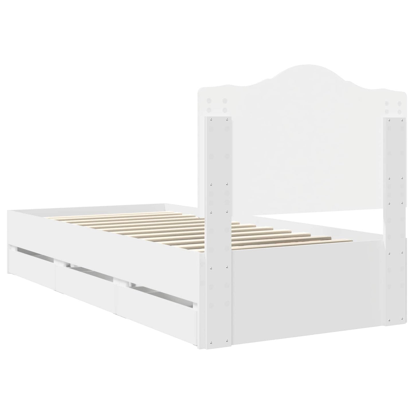 Ágykeret fiókkal fejtámlával Fehér 90 x 200 cm Mérnöki Fa