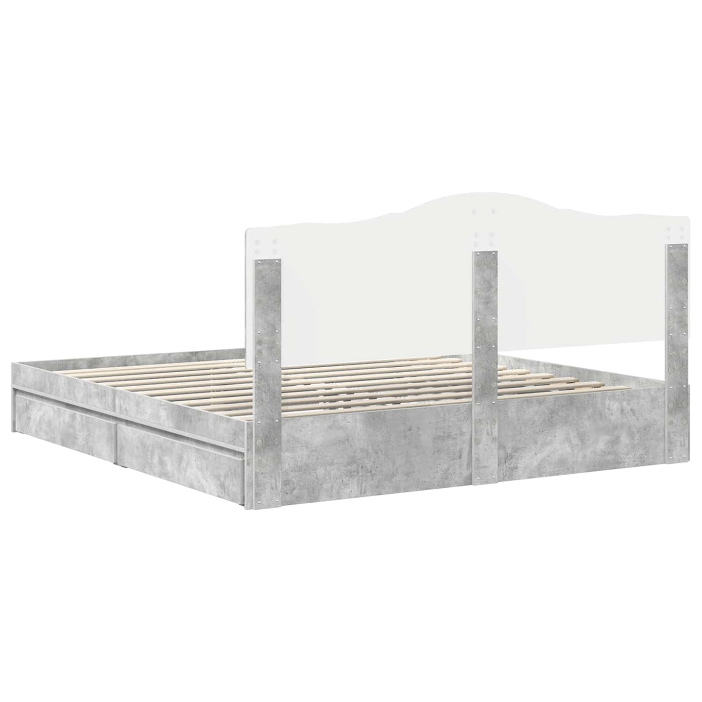 Tárolós Ágy fiókkal Beton Szürke 200 x 200 cm Szerelt Fa