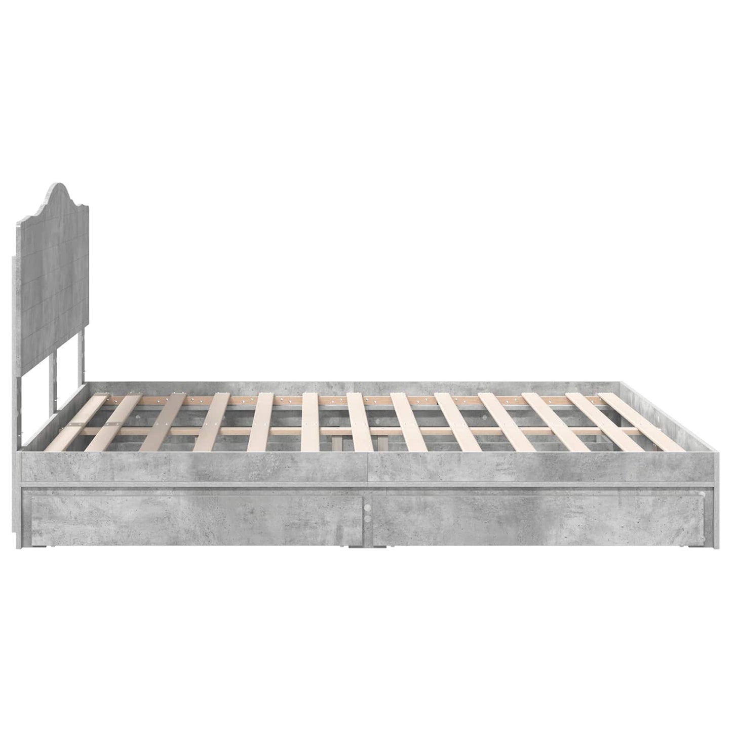 Tárolós Ágy fiókkal Beton Szürke 200 x 200 cm Szerelt Fa