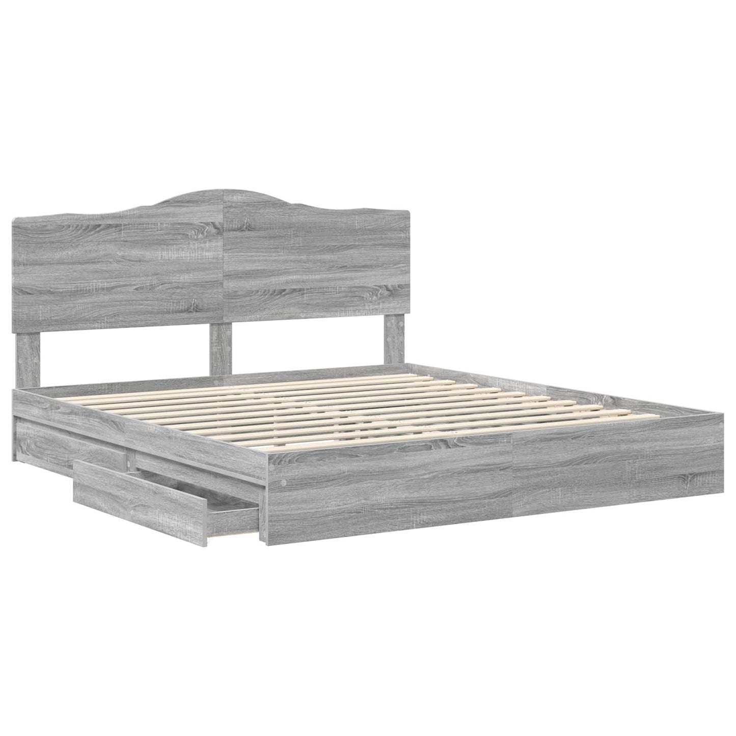 Tárolós Ágy fiókkal Szürke Sonoma 180 x 200 cm Szerelt Fa