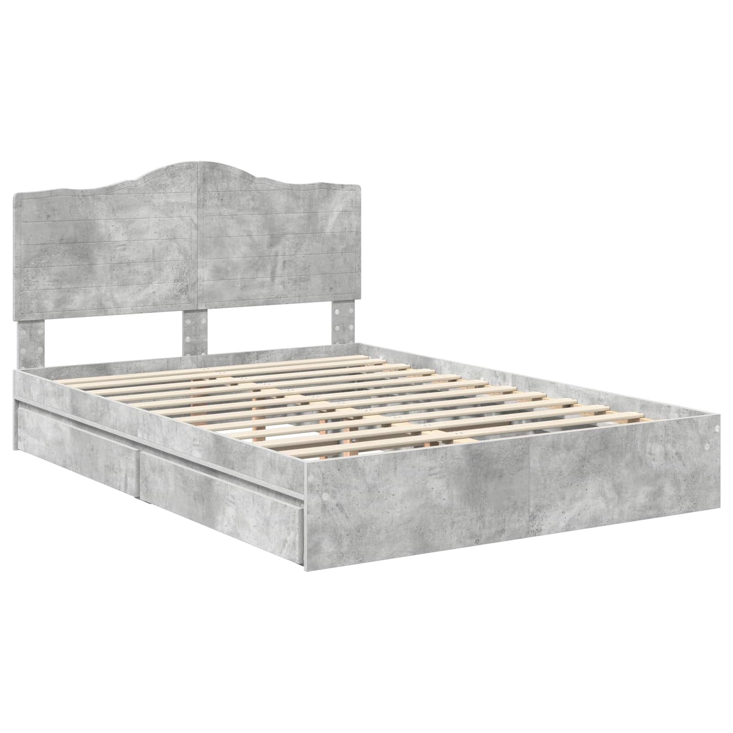 Tárolós Ágy fiókkal Beton Szürke 150 x 200 cm Szerelt Fa