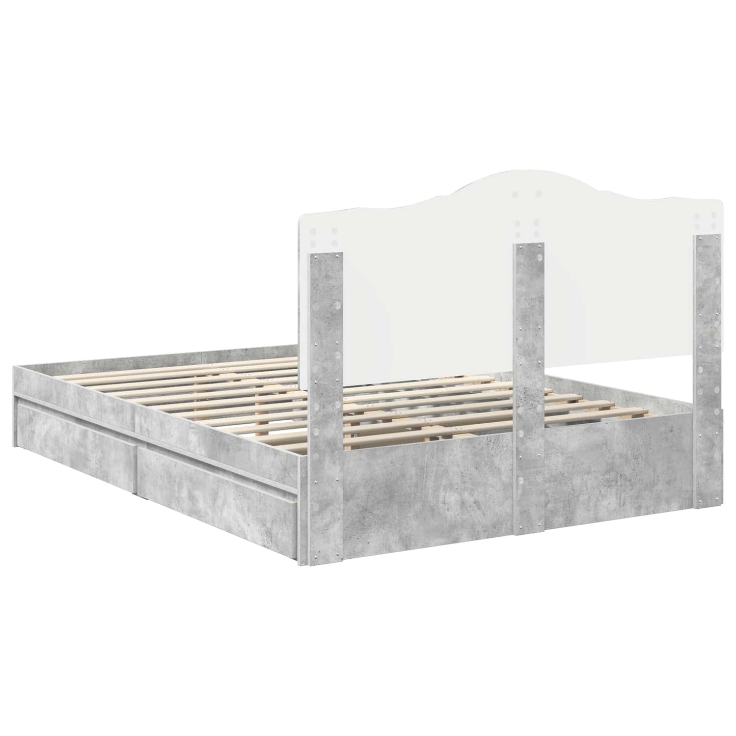 Tárolós Ágy fiókkal Beton Szürke 150 x 200 cm Szerelt Fa