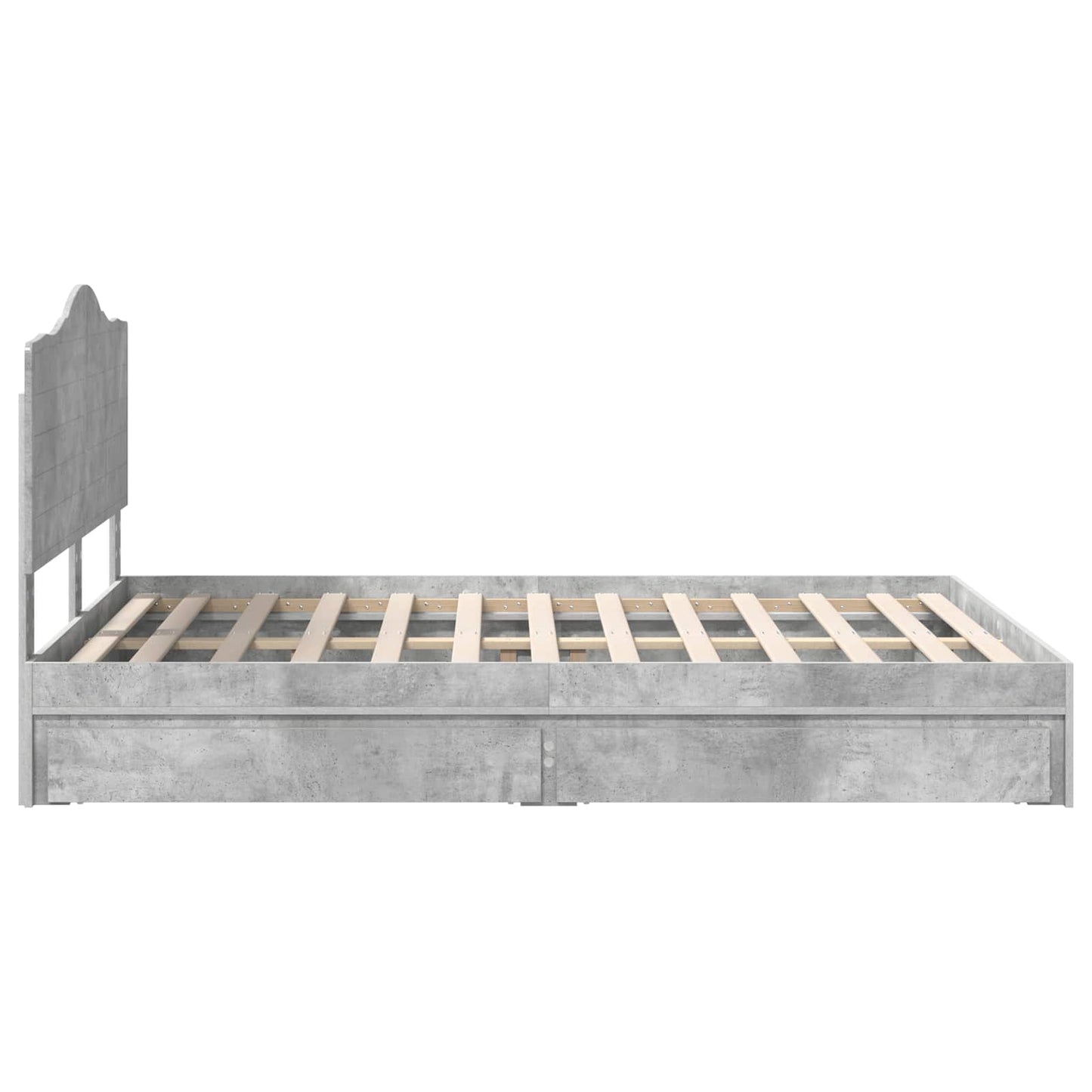 Tárolós Ágy fiókkal Beton Szürke 150 x 200 cm Szerelt Fa