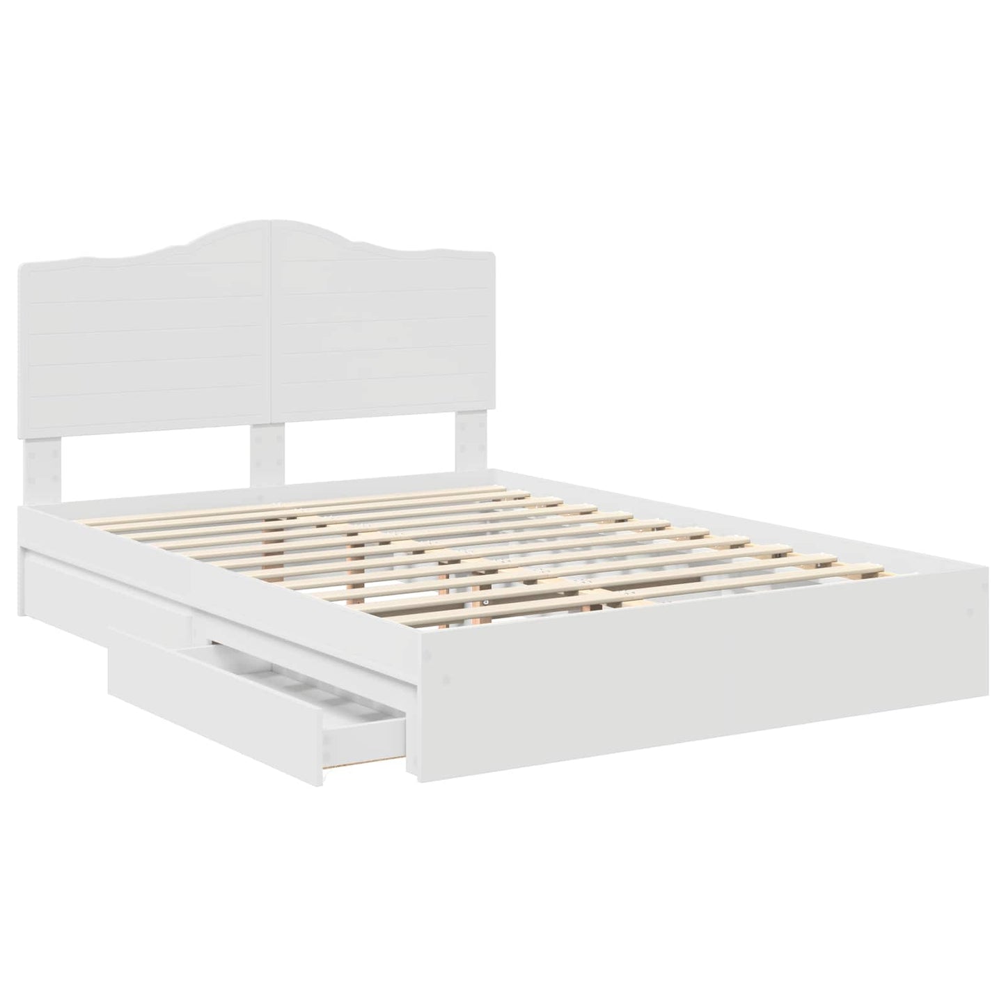 Tárolós Ágy fiókkal fejtámlával Fehér 140 x 190 cm Szerelt Fa