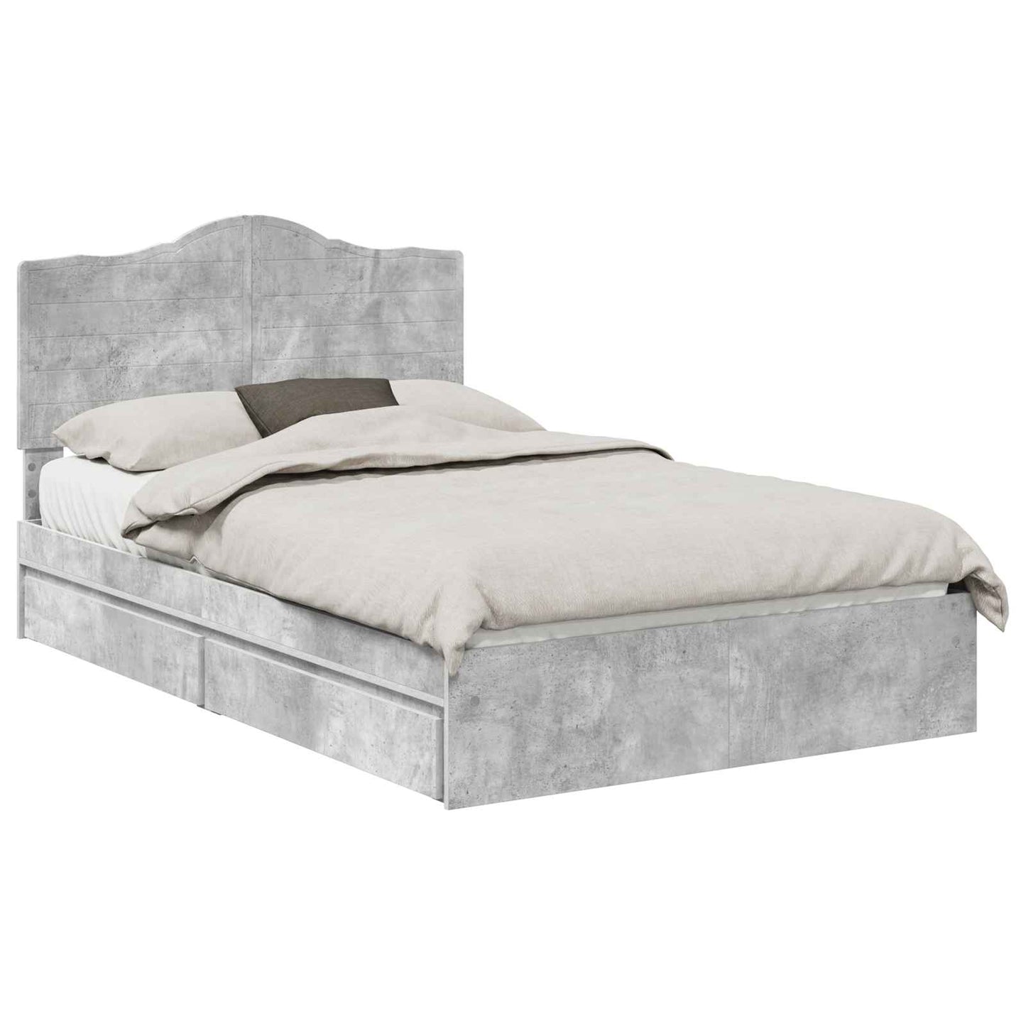 Tárolós Ágy fiókkal Beton Szürke 135 x 190 cm Szerelt Fa