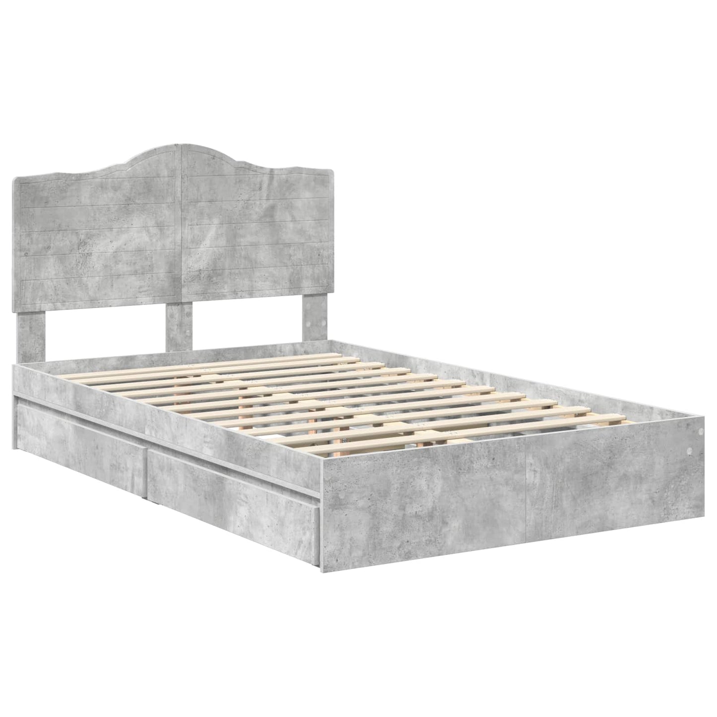 Tárolós Ágy fiókkal Beton Szürke 135 x 190 cm Szerelt Fa