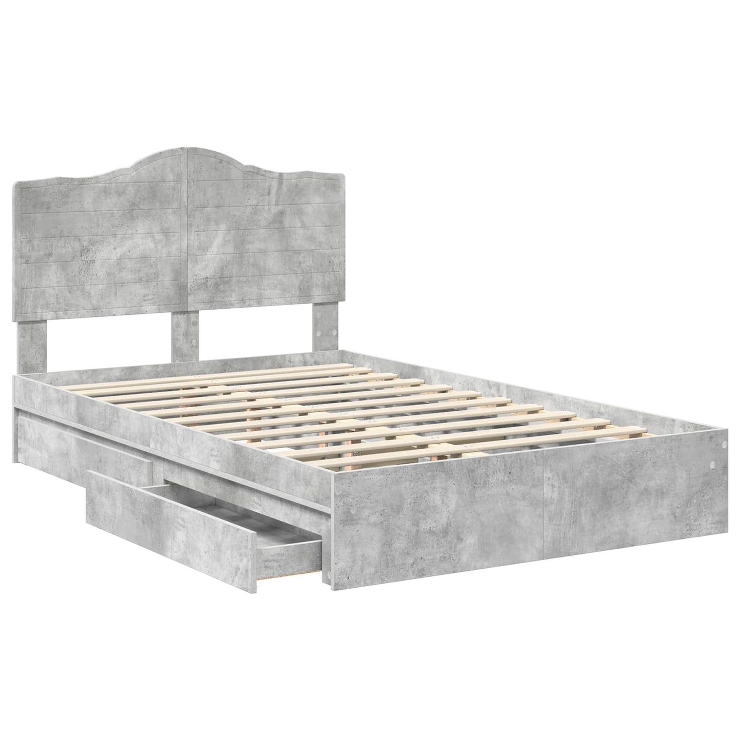 Tárolós Ágy fiókkal Beton Szürke 135 x 190 cm Szerelt Fa
