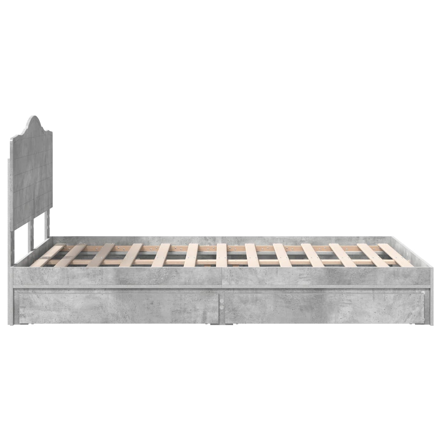 Tárolós Ágy fiókkal Beton Szürke 135 x 190 cm Szerelt Fa