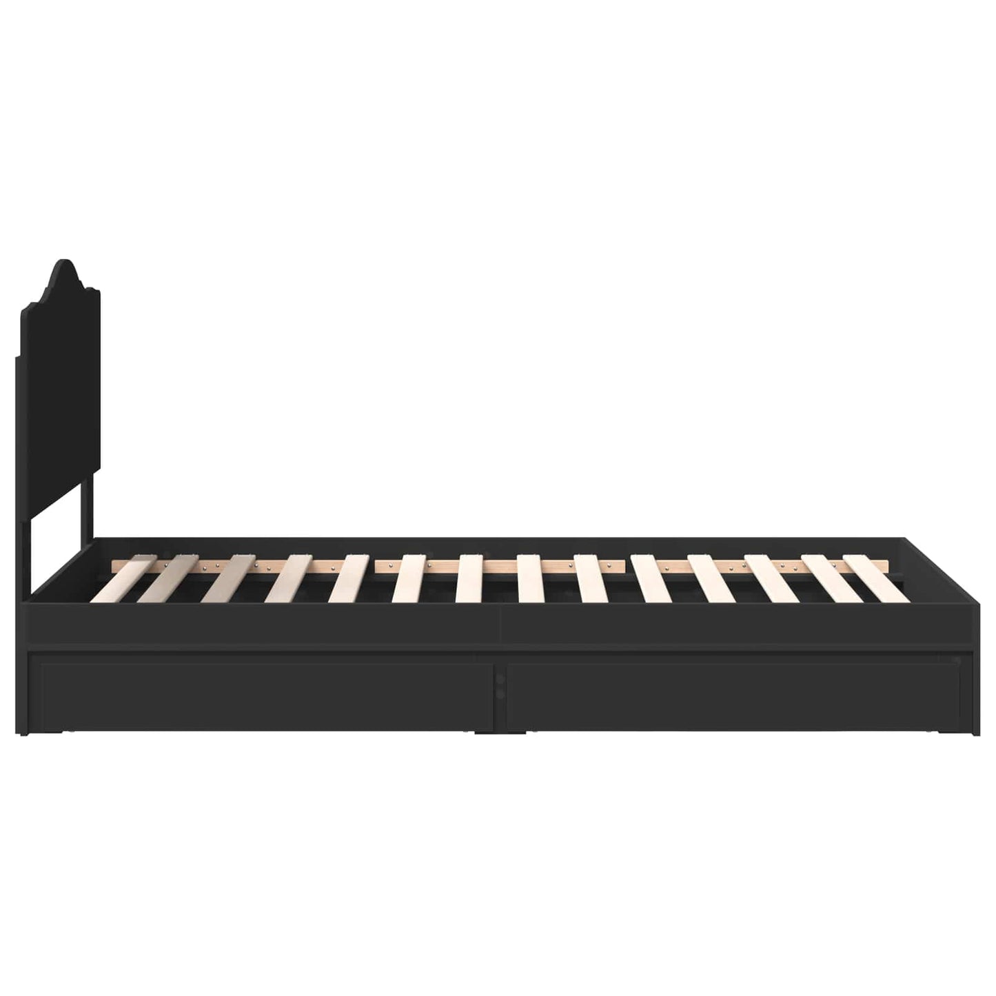 Tárolós Ágy fiókkal fejtámlával Fekete 90 x 190 cm Szerelt Fa