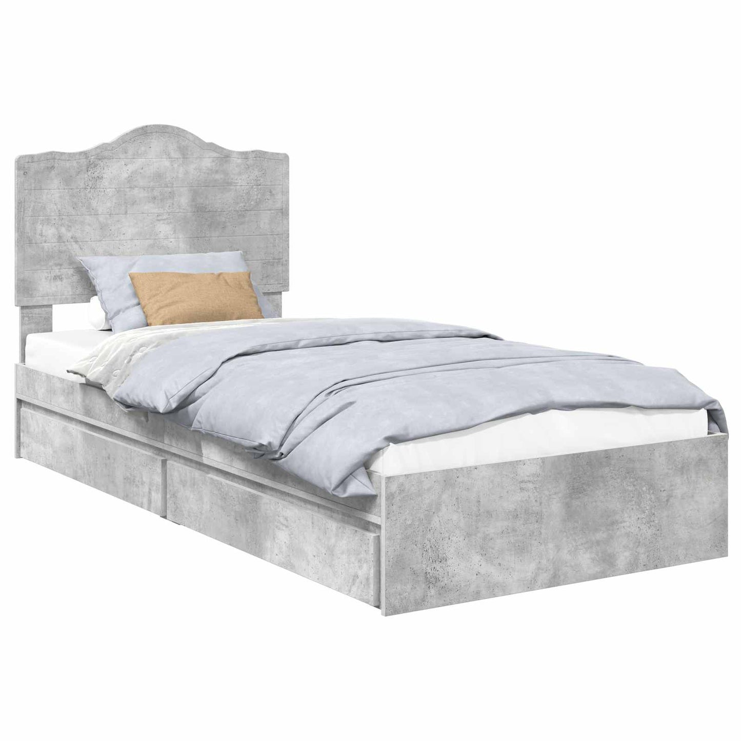 Tárolós Ágy fiókkal Beton Szürke 90 x 190 cm Szerelt Fa