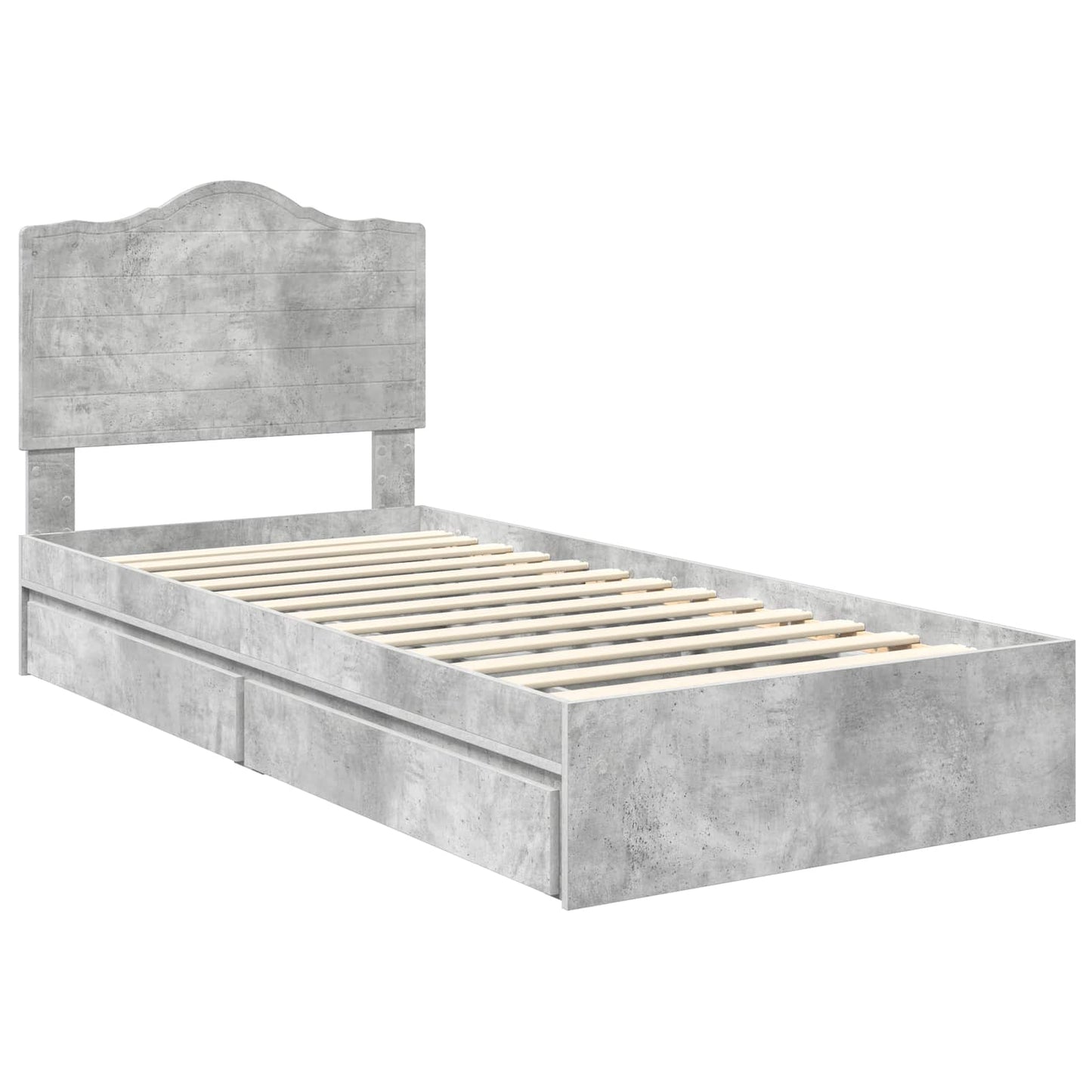 Tárolós Ágy fiókkal Beton Szürke 90 x 190 cm Szerelt Fa
