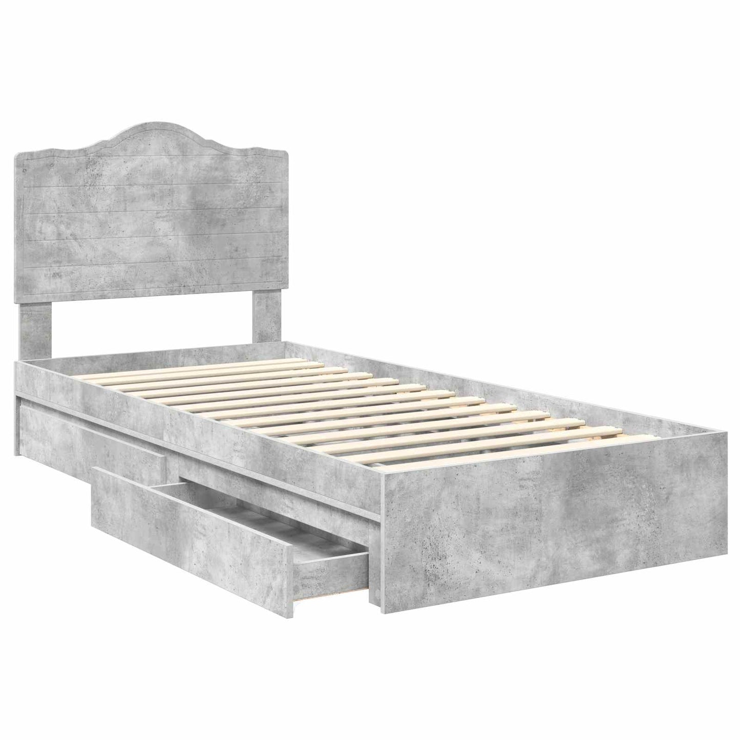 Tárolós Ágy fiókkal Beton Szürke 90 x 190 cm Szerelt Fa