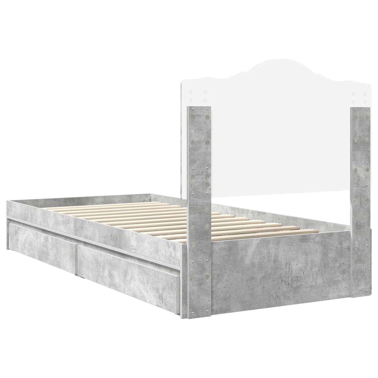 Tárolós Ágy fiókkal Beton Szürke 90 x 190 cm Szerelt Fa