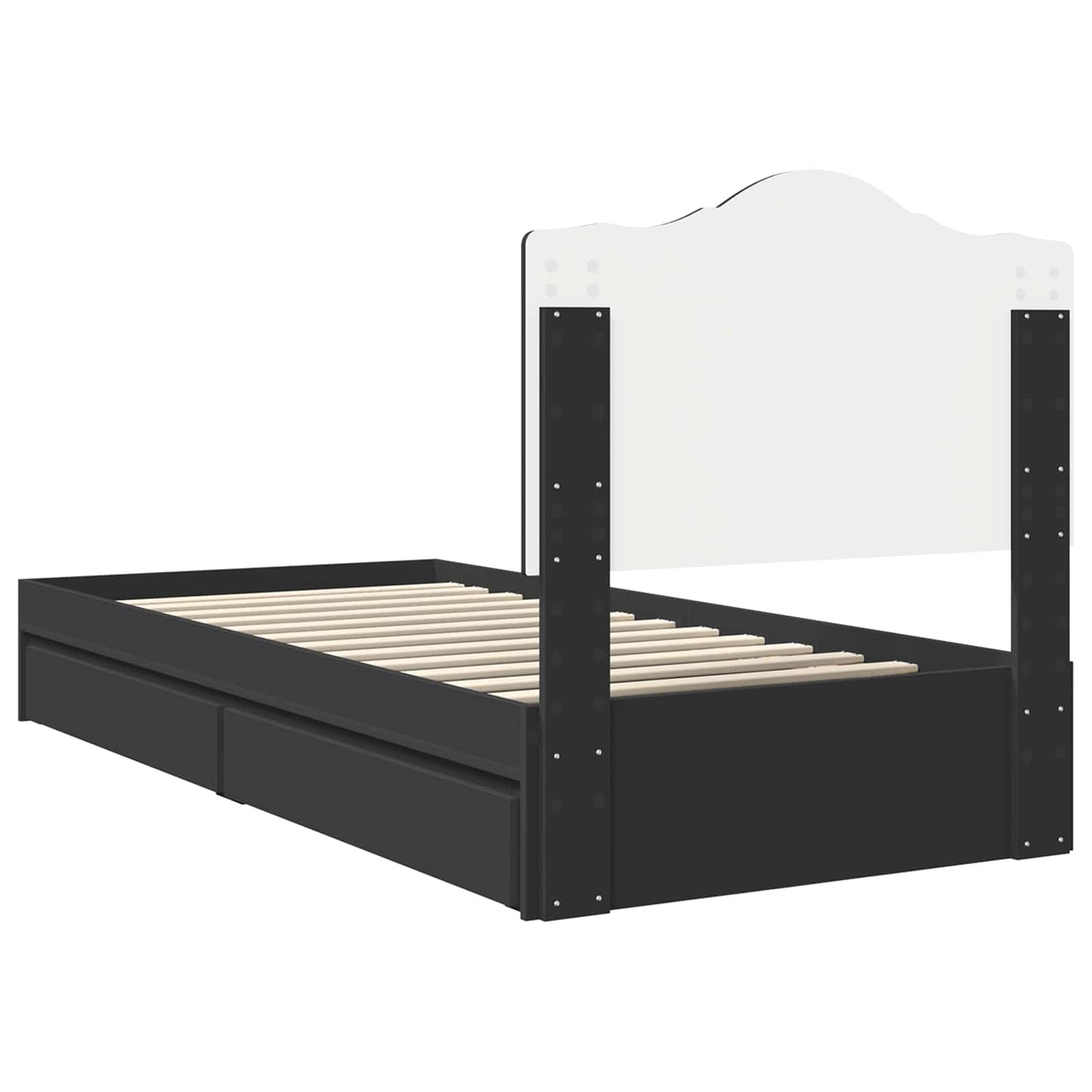 Tárolós Ágy fiókkal fejtámlával Fekete 70 x 190 cm Szerelt Fa