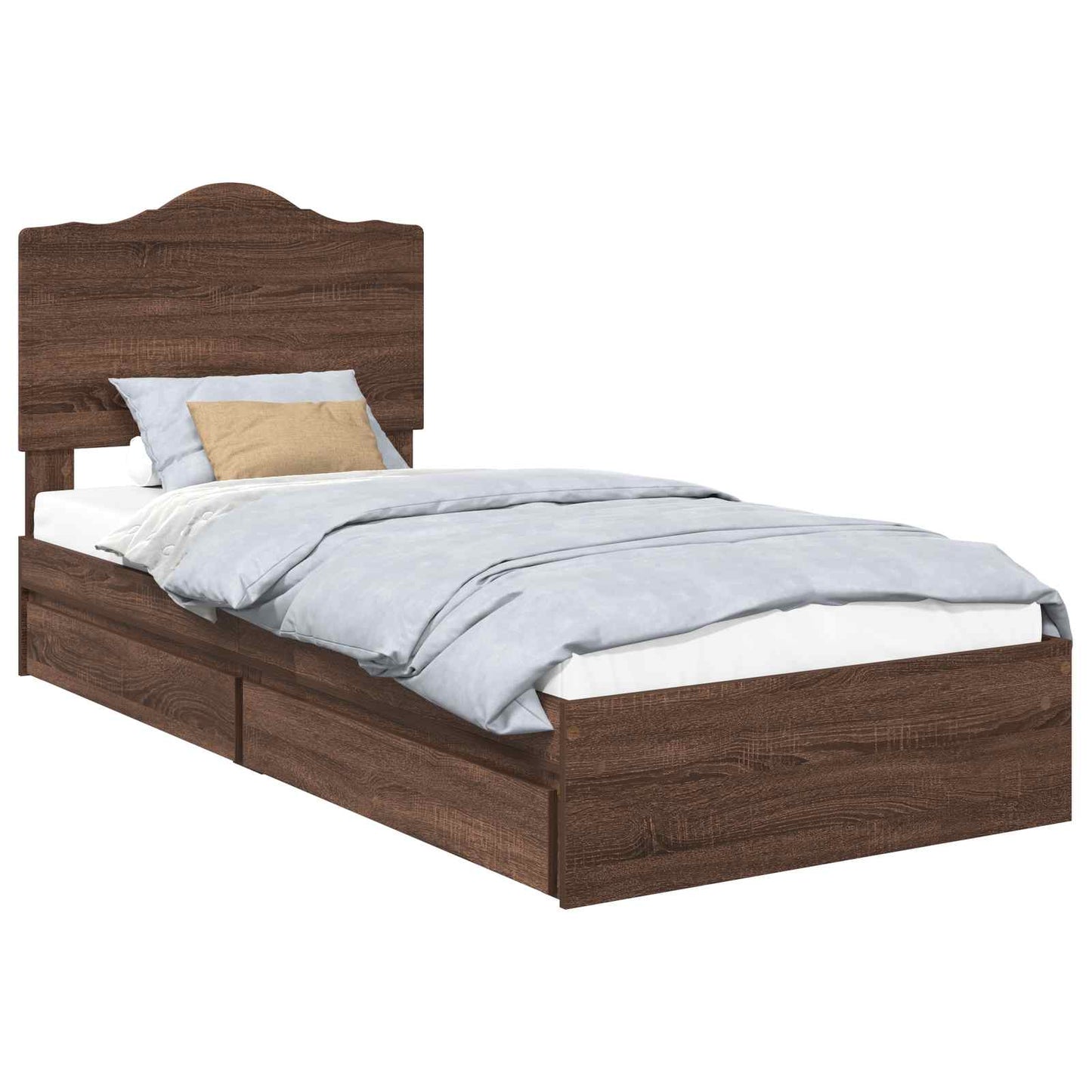 Tárolós Ágy fiókkal Barna Tölgy 70 x 190 cm Szerelt Fa