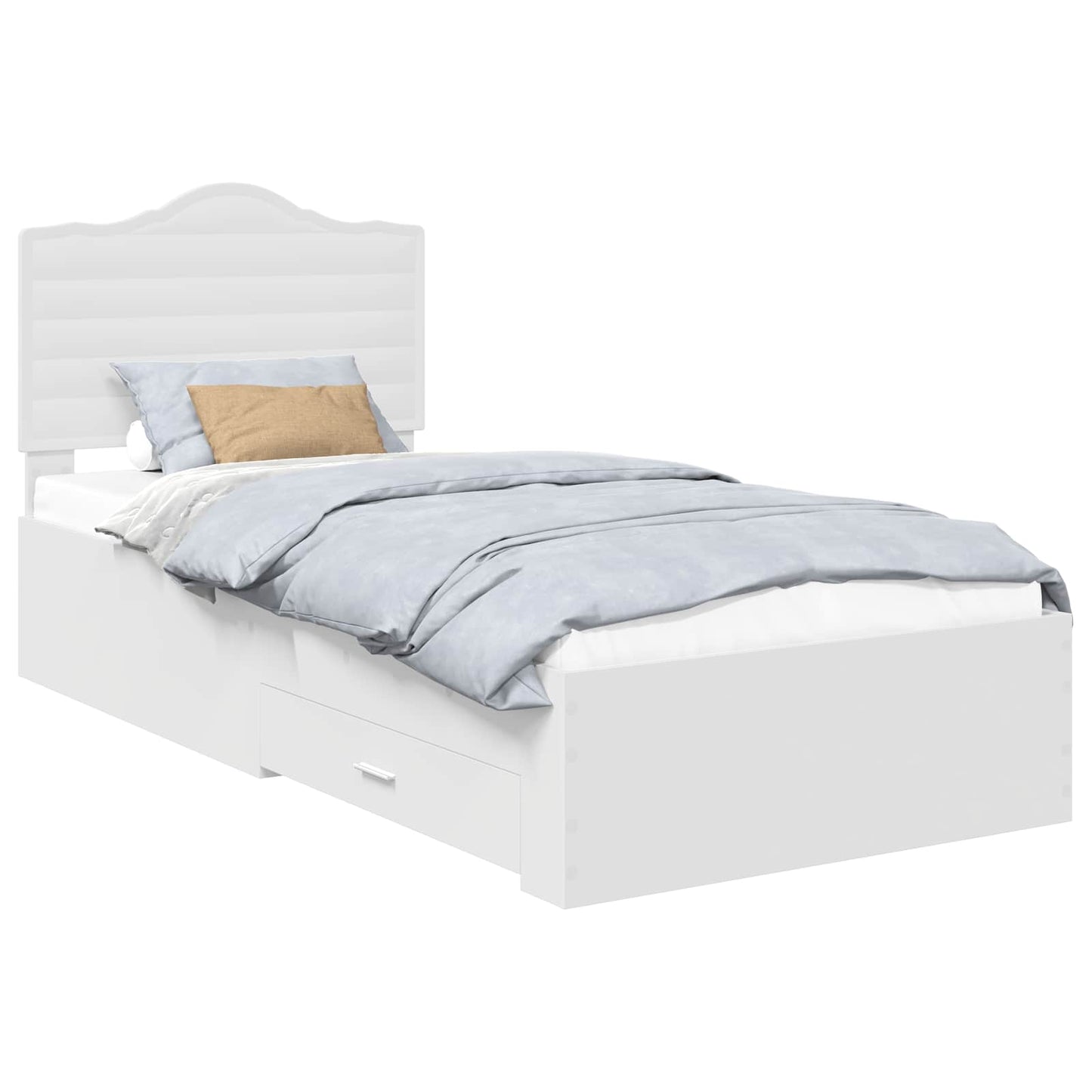 Ágykeret fiókkal fejtámlával Fehér 90 x 190 cm Szerelt Fa