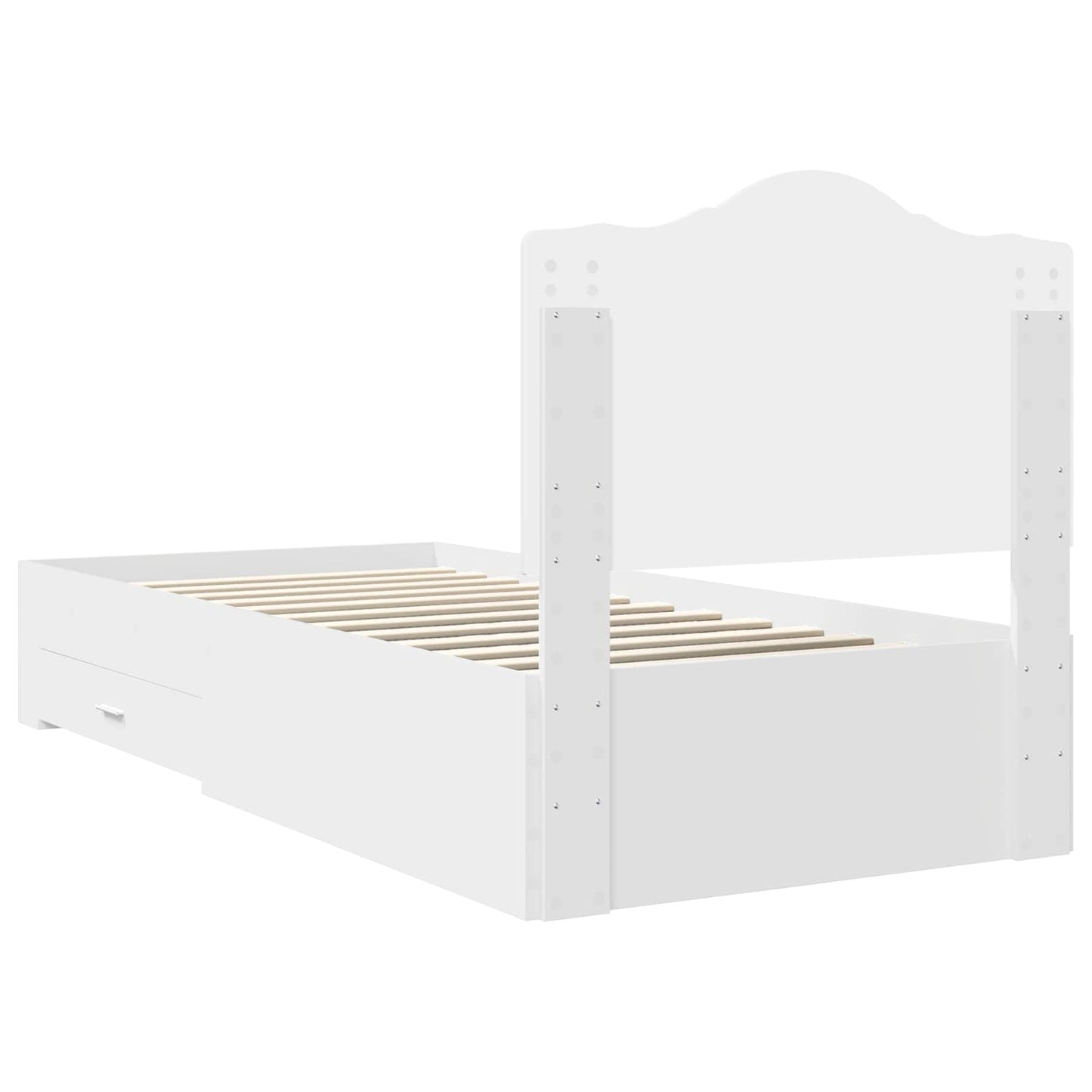 Ágykeret fiókkal fejtámlával Fehér 90 x 190 cm Szerelt Fa