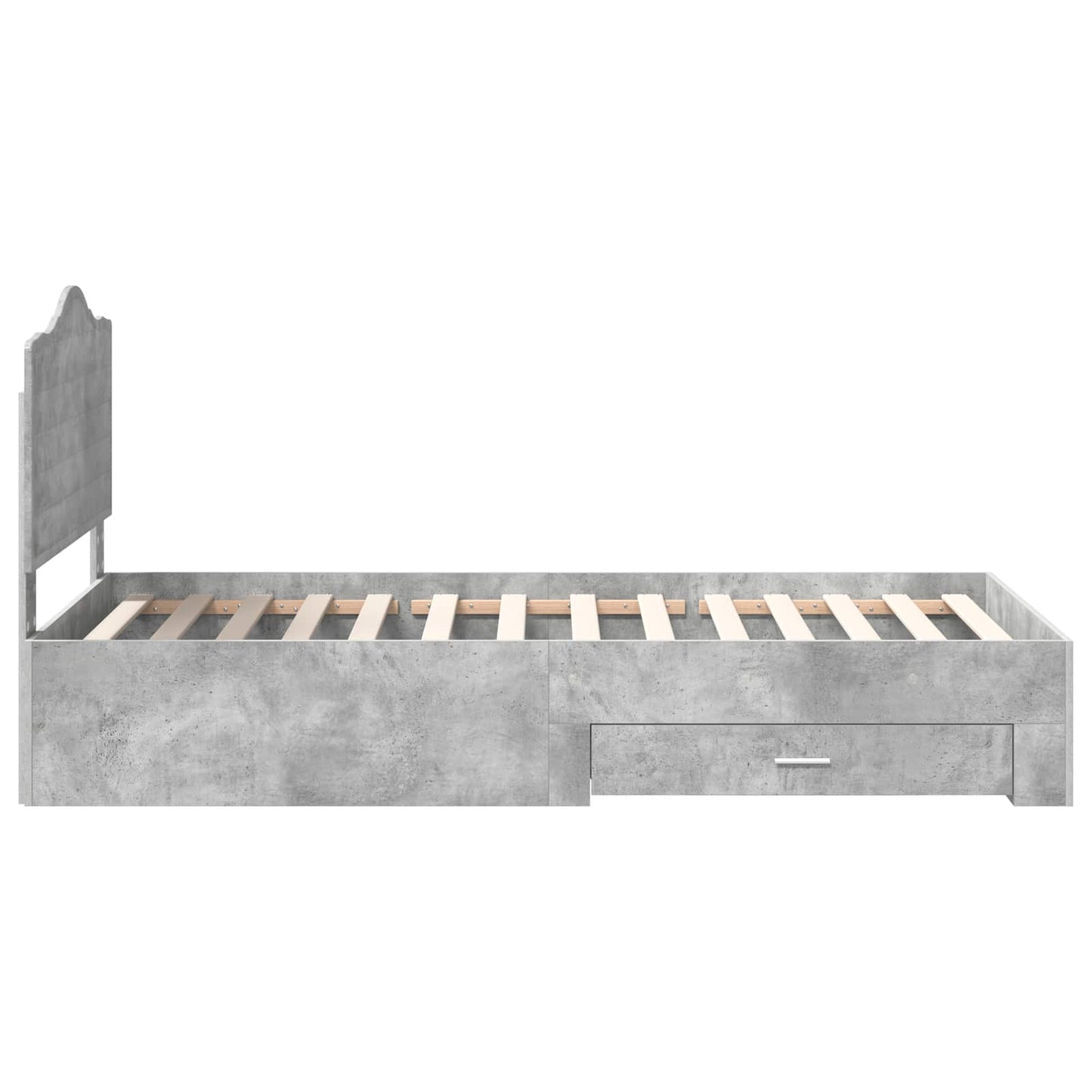 Ágykeret fiókkal tárolóval Beton Szürke 90 x 190 cm Szerelt Fa