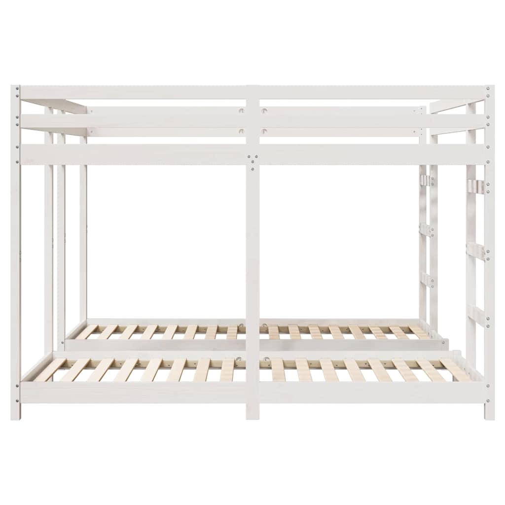 Háromszintes emeletes ágykeret Fehér 200 x 200 cm Tömör fenyőfa