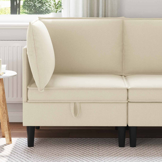 Sarok Sofa tárolóval Krémszínű Bársony