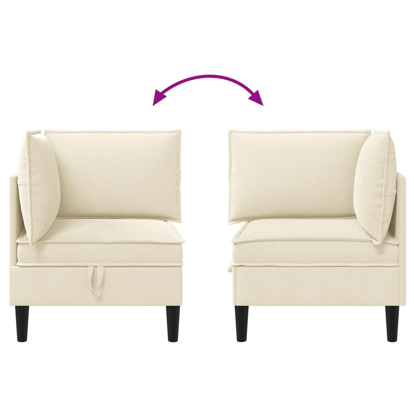 Sarok Sofa tárolóval Krémszínű Bársony