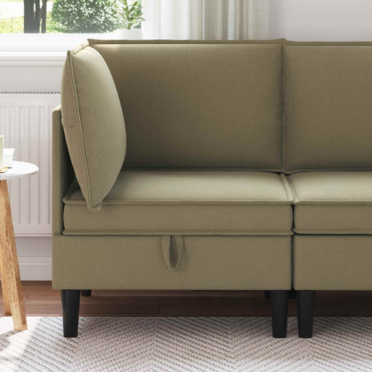 Sarok Sofa tárolóval Khaki Bársony