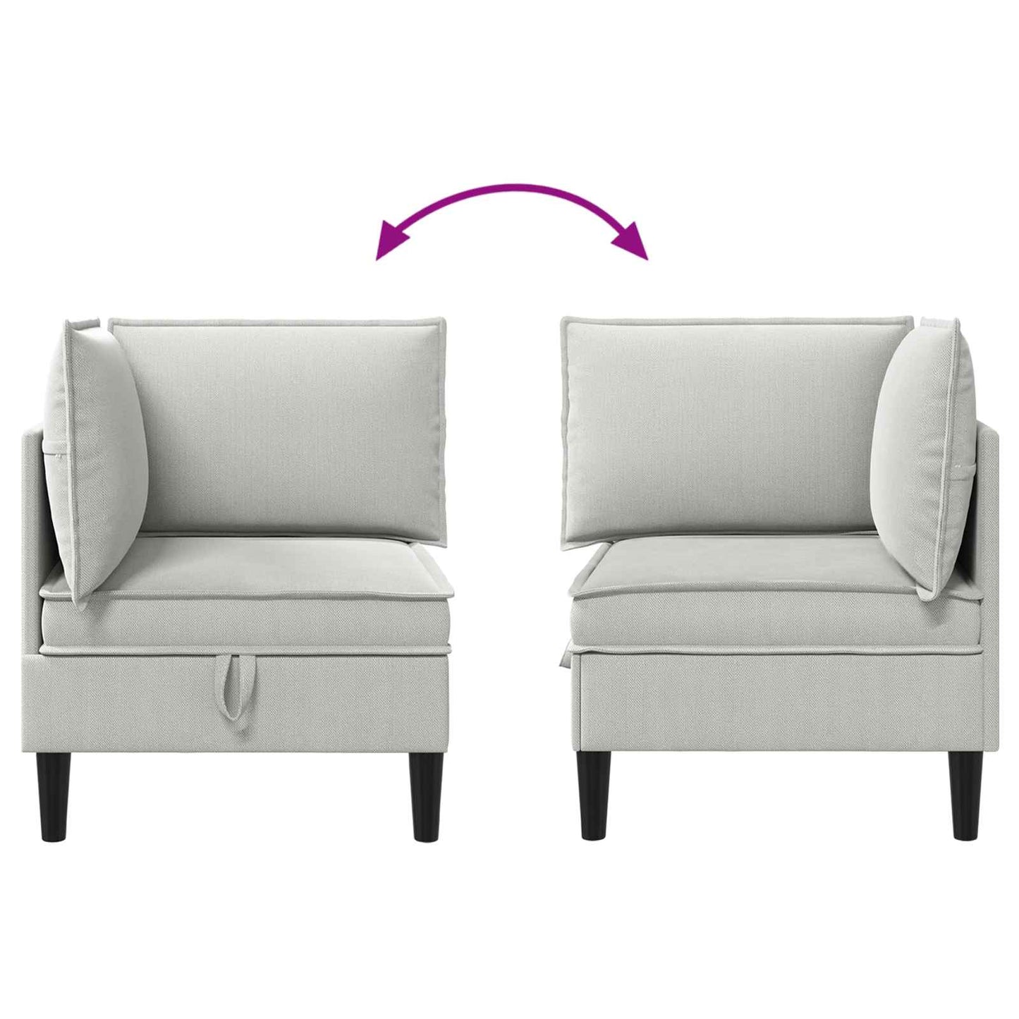 Sarok Sofa tárolóval Világosszürke Bársony