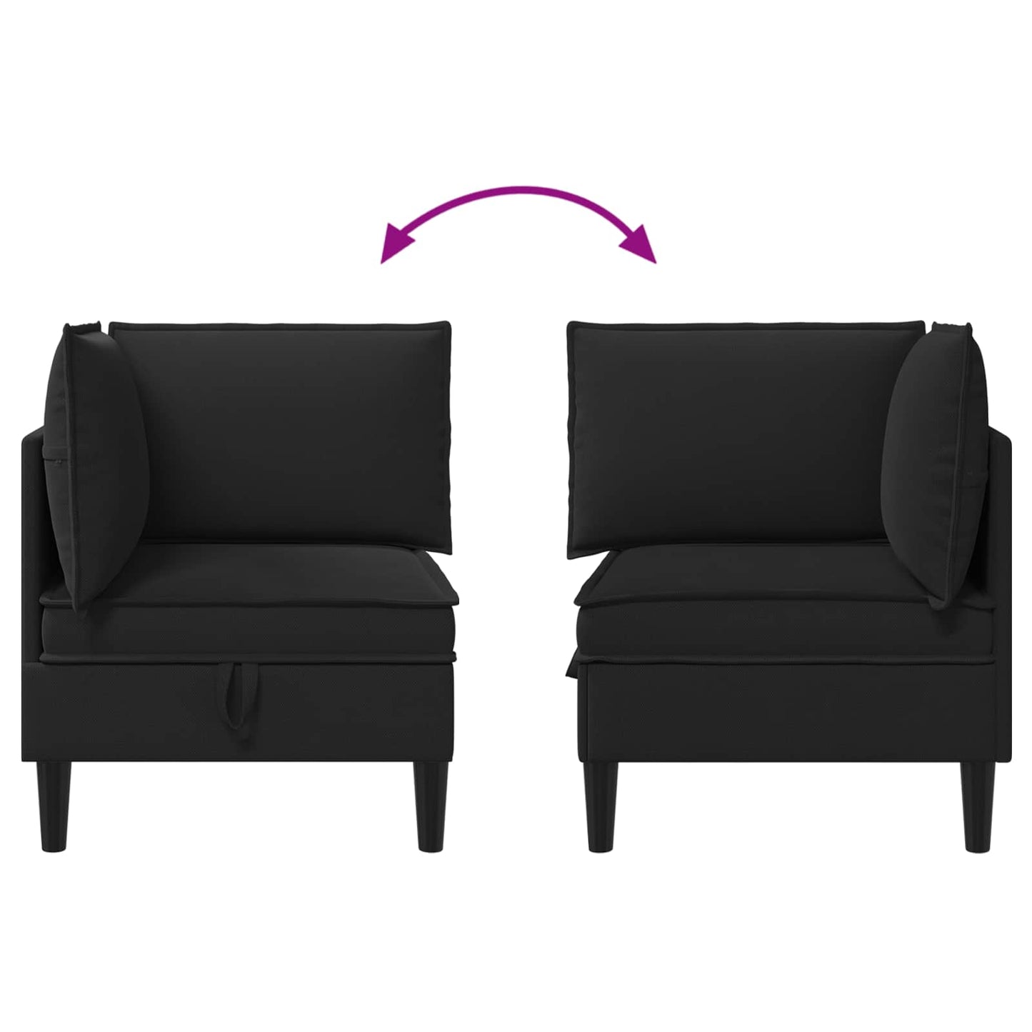 Sarok Sofa tárolóval Fekete Bársony