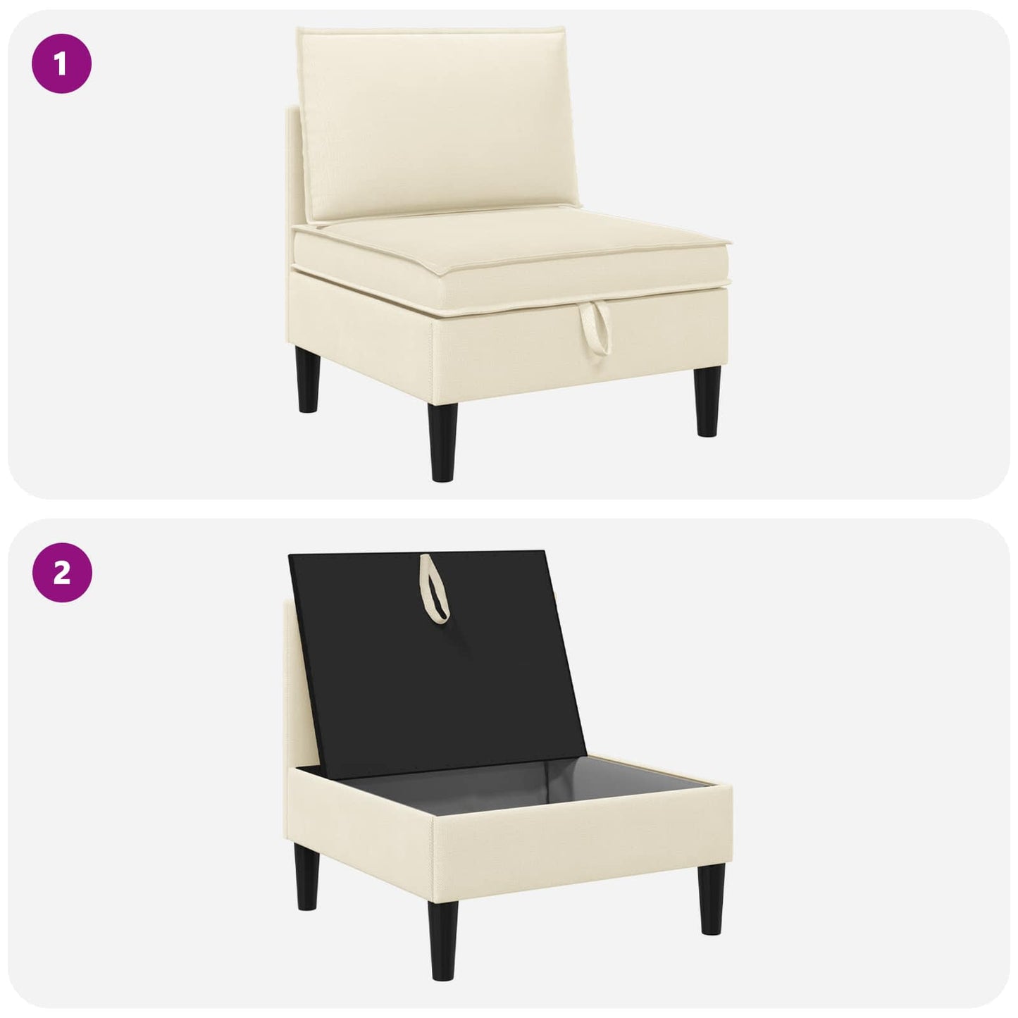 Középső Sofa tárolóval Krémszínű Bársony