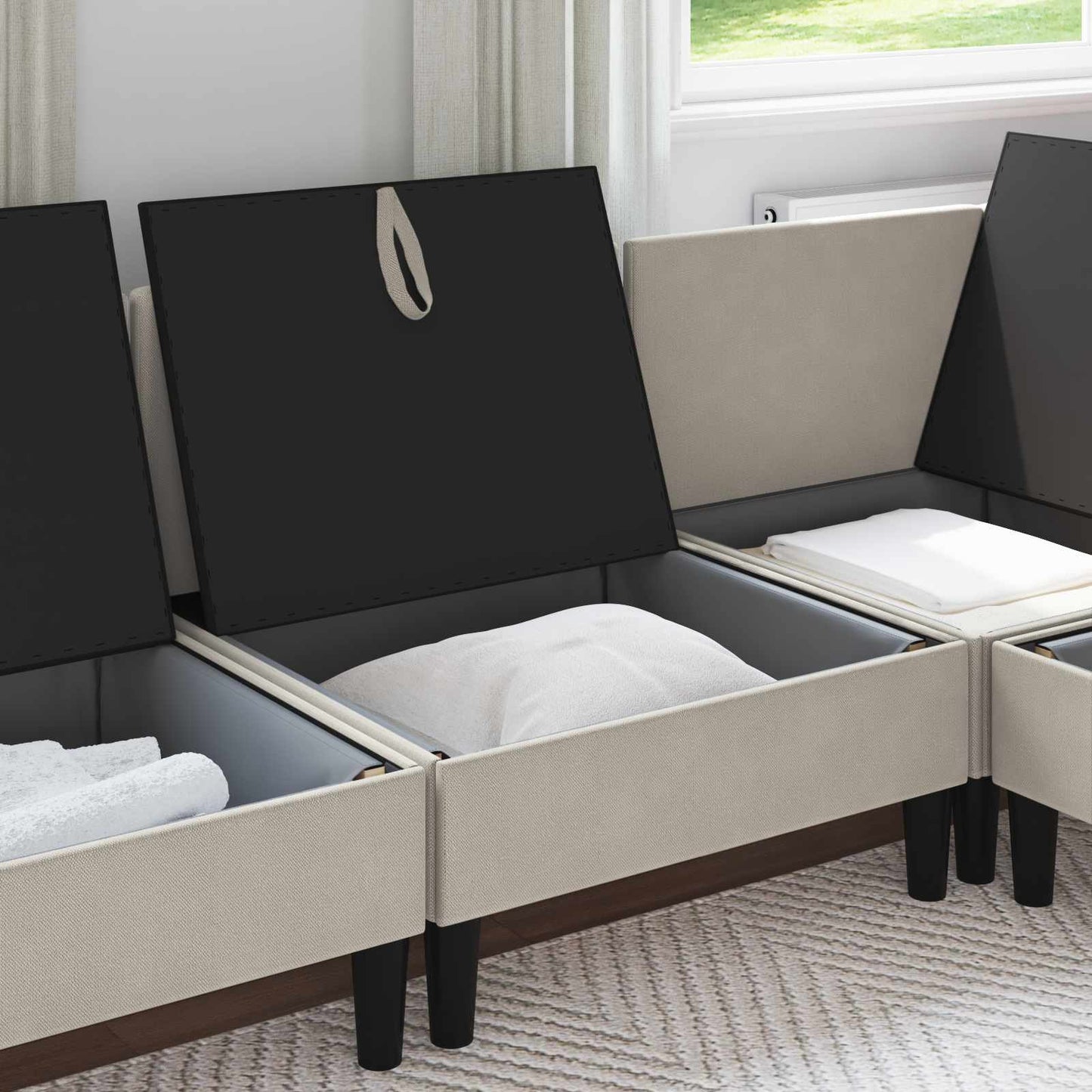 Középső Sofa tárolóval Zabpehely Bársony