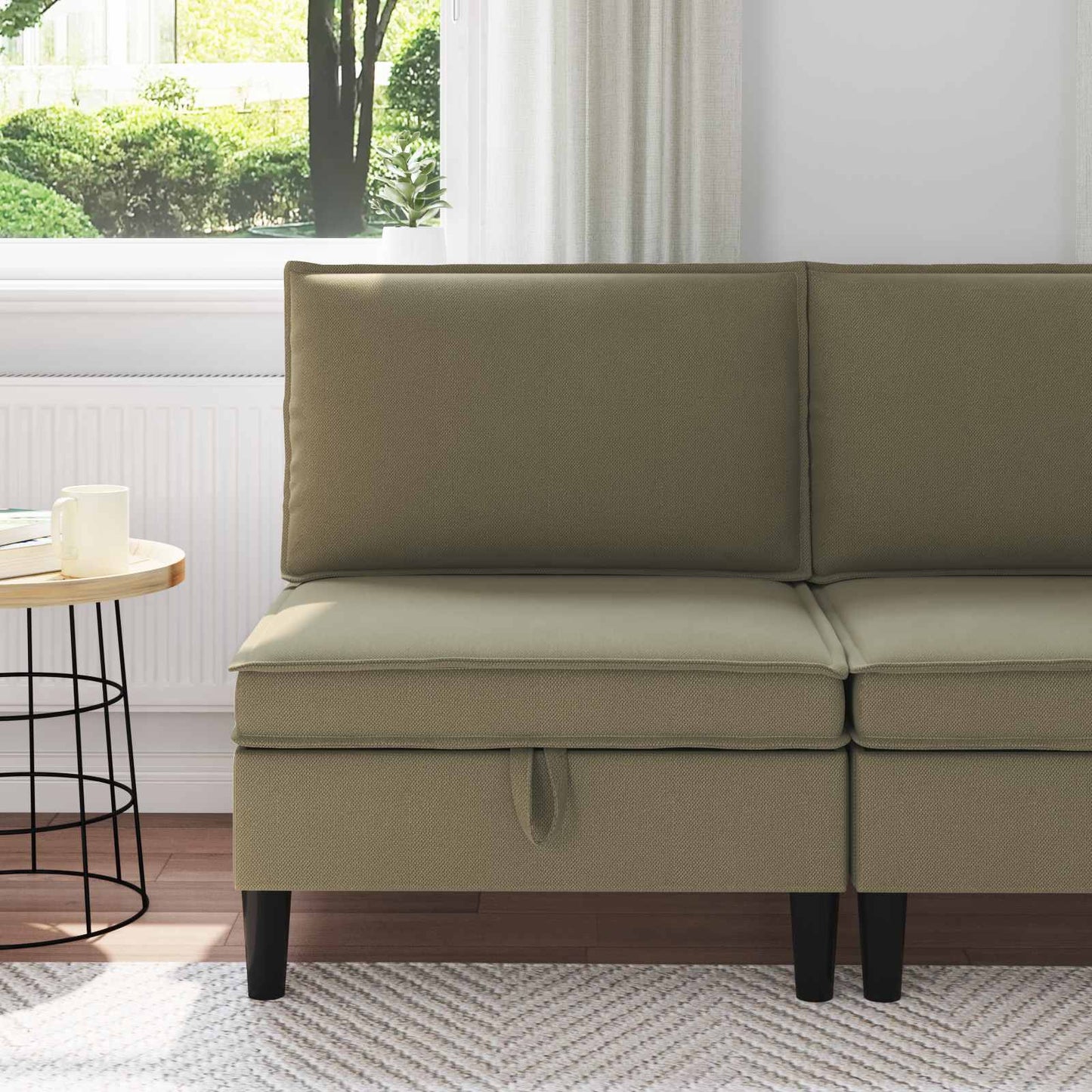 Középső Sofa tárolóval Khaki Bársony