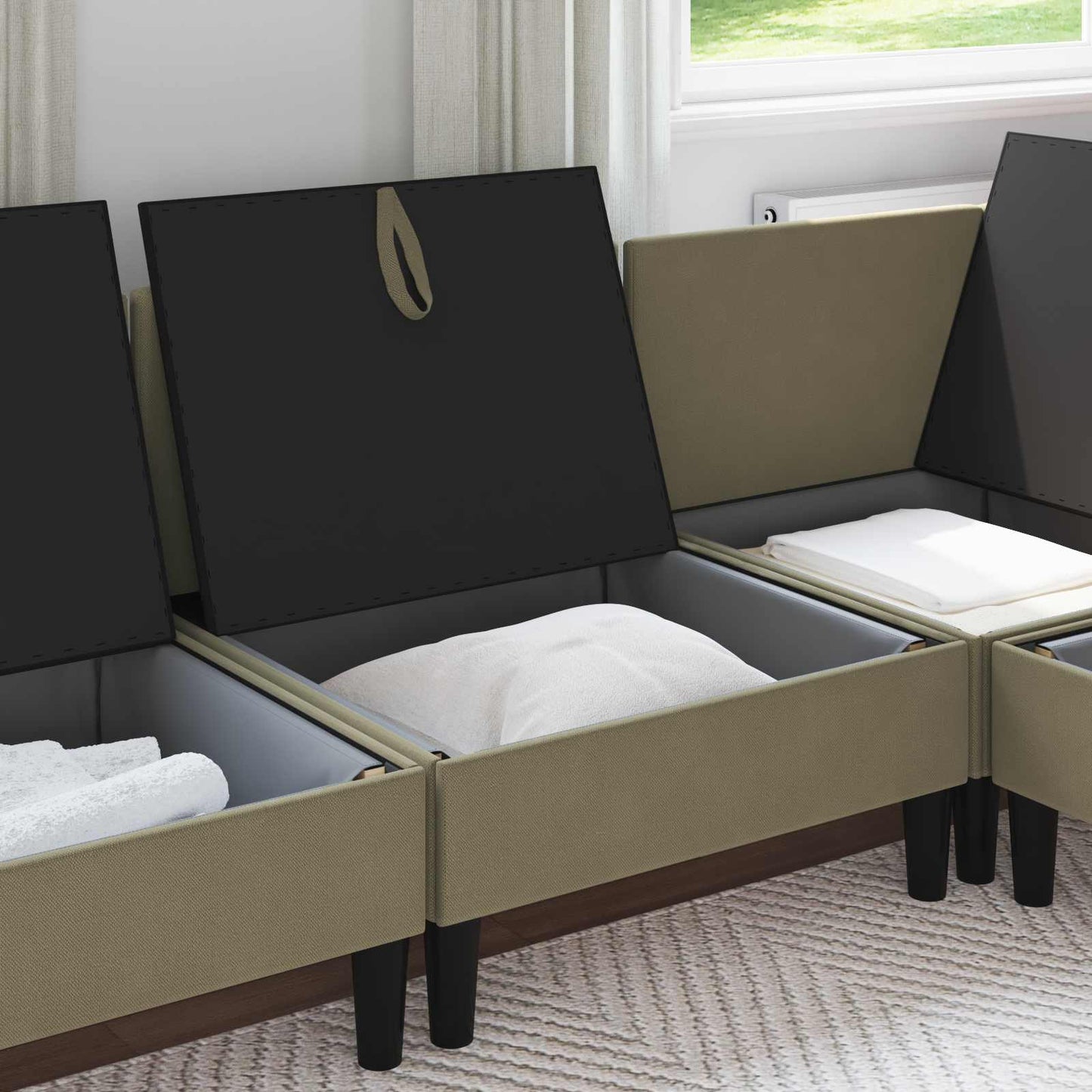 Középső Sofa tárolóval Khaki Bársony
