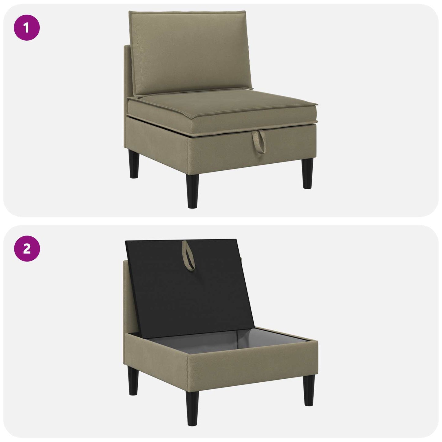 Középső Sofa tárolóval Khaki Bársony
