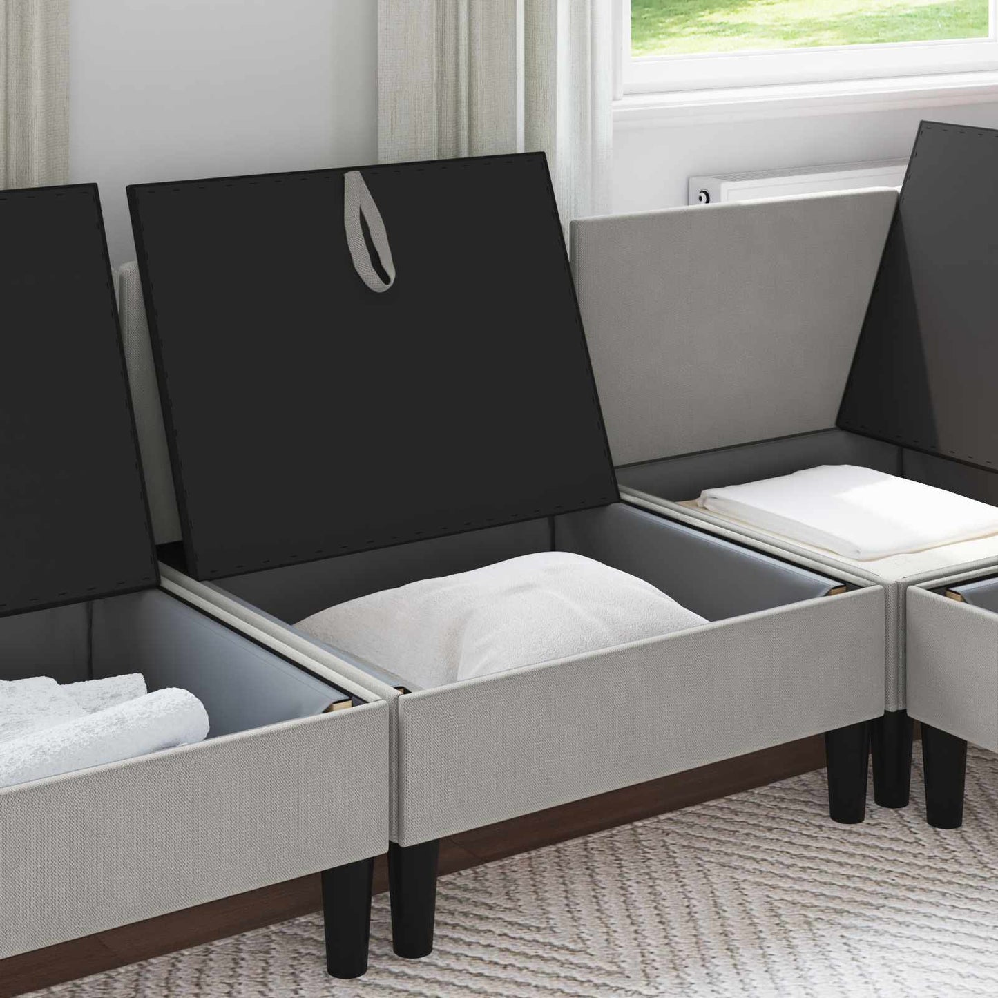 Középső Sofa tárolóval Világosszürke Bársony