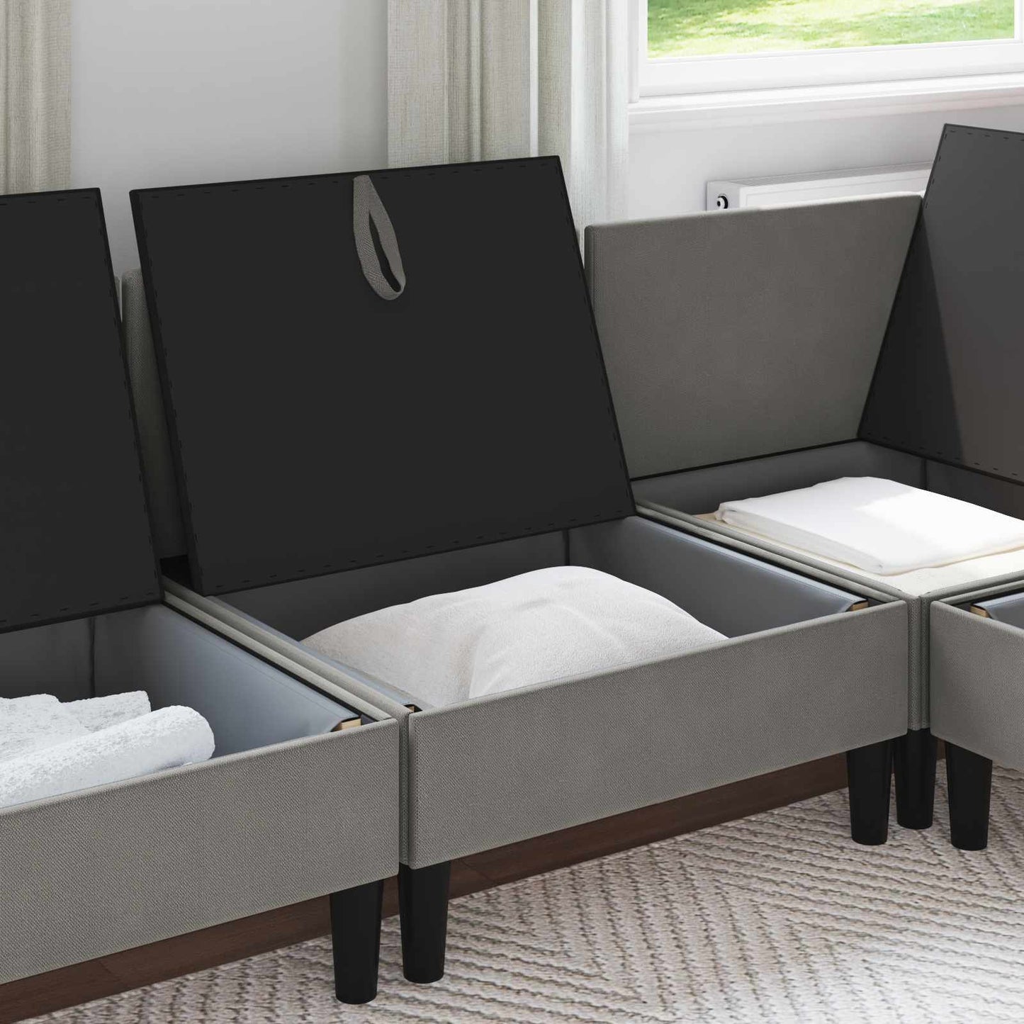 Középső Sofa tárolóval Sötétszürke Bársony
