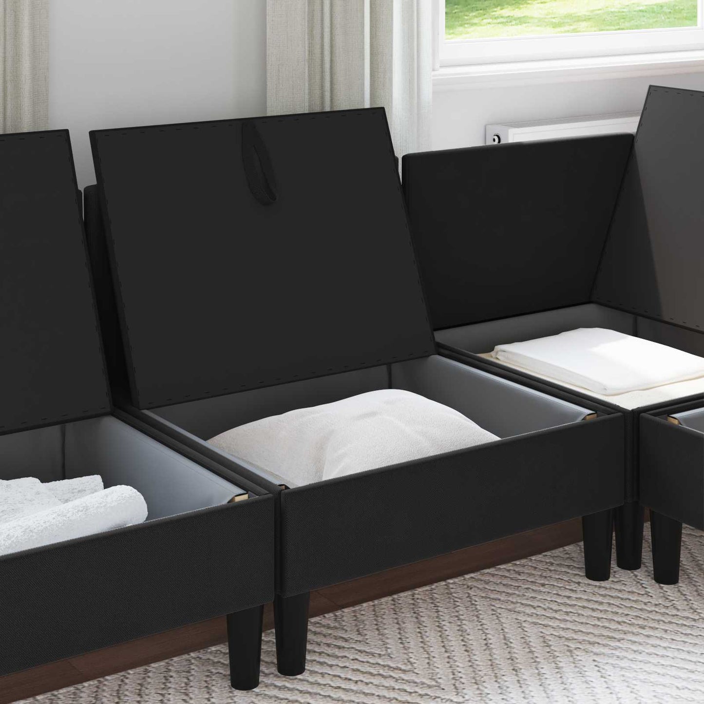 Középső Sofa tárolóval Fekete Bársony