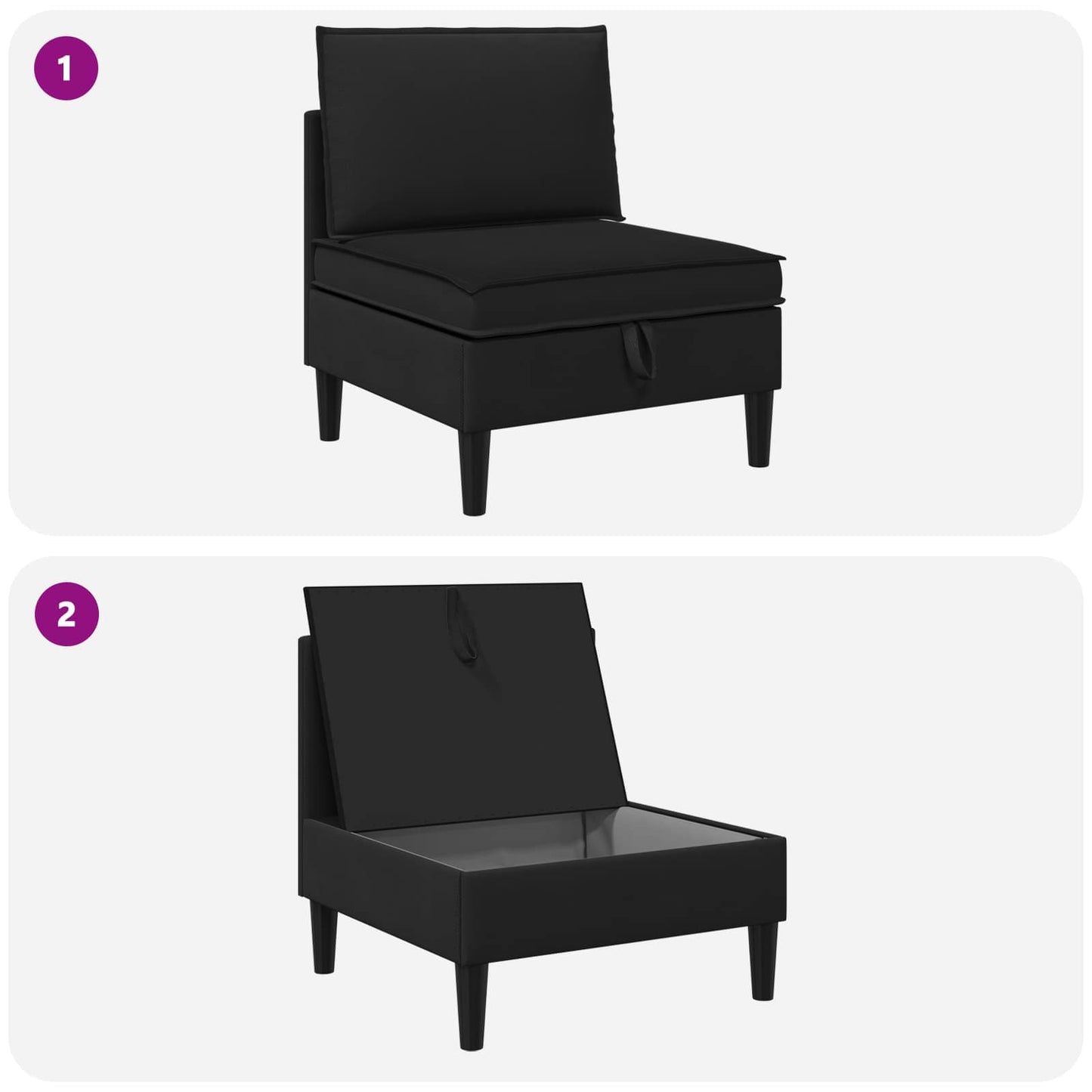 Középső Sofa tárolóval Fekete Bársony