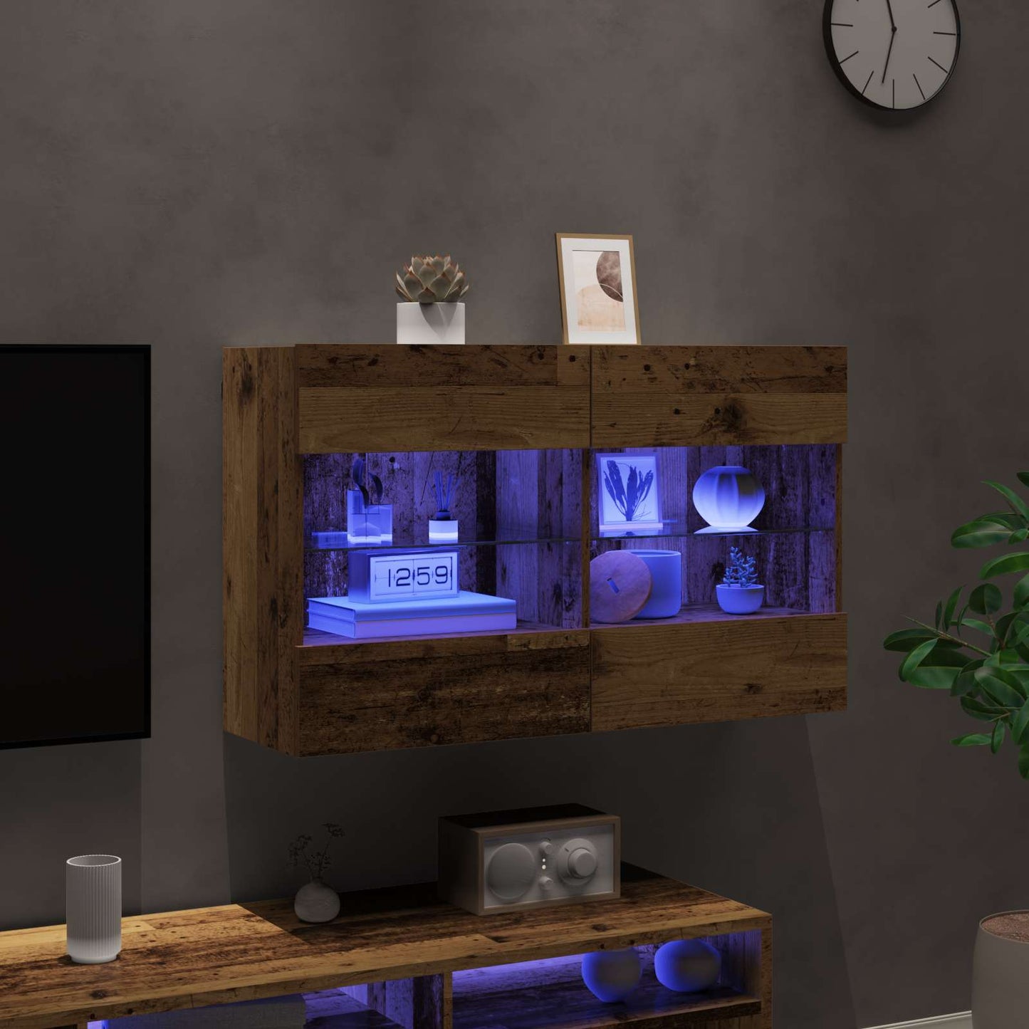 TV Fali Szekrény 98,5 x 30 x 60,5 cm Öreg fa Szerelt Fa