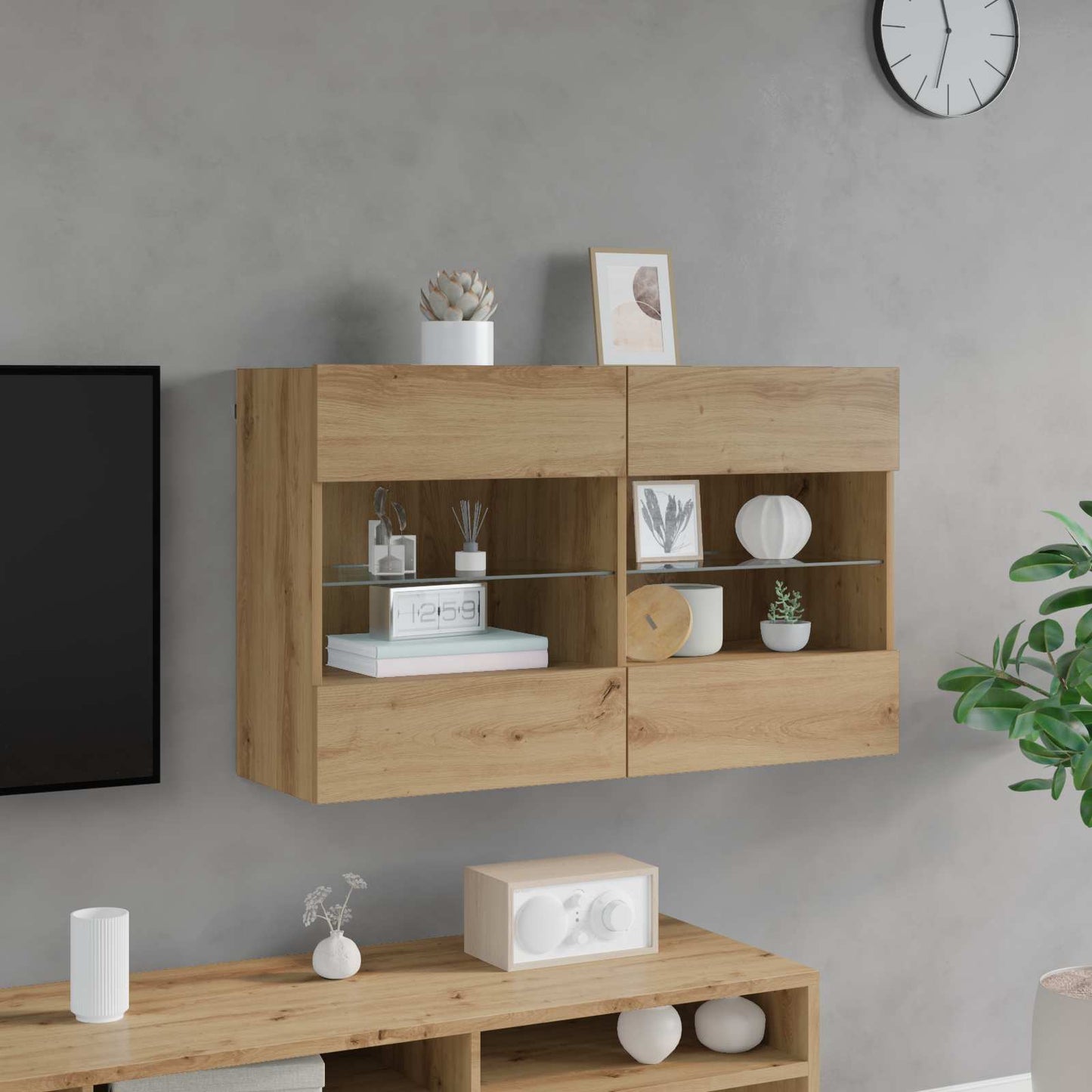TV Fali Szekrény 98,5 x 30 x 60,5 cm Artisan tölgy Szerelt Fa