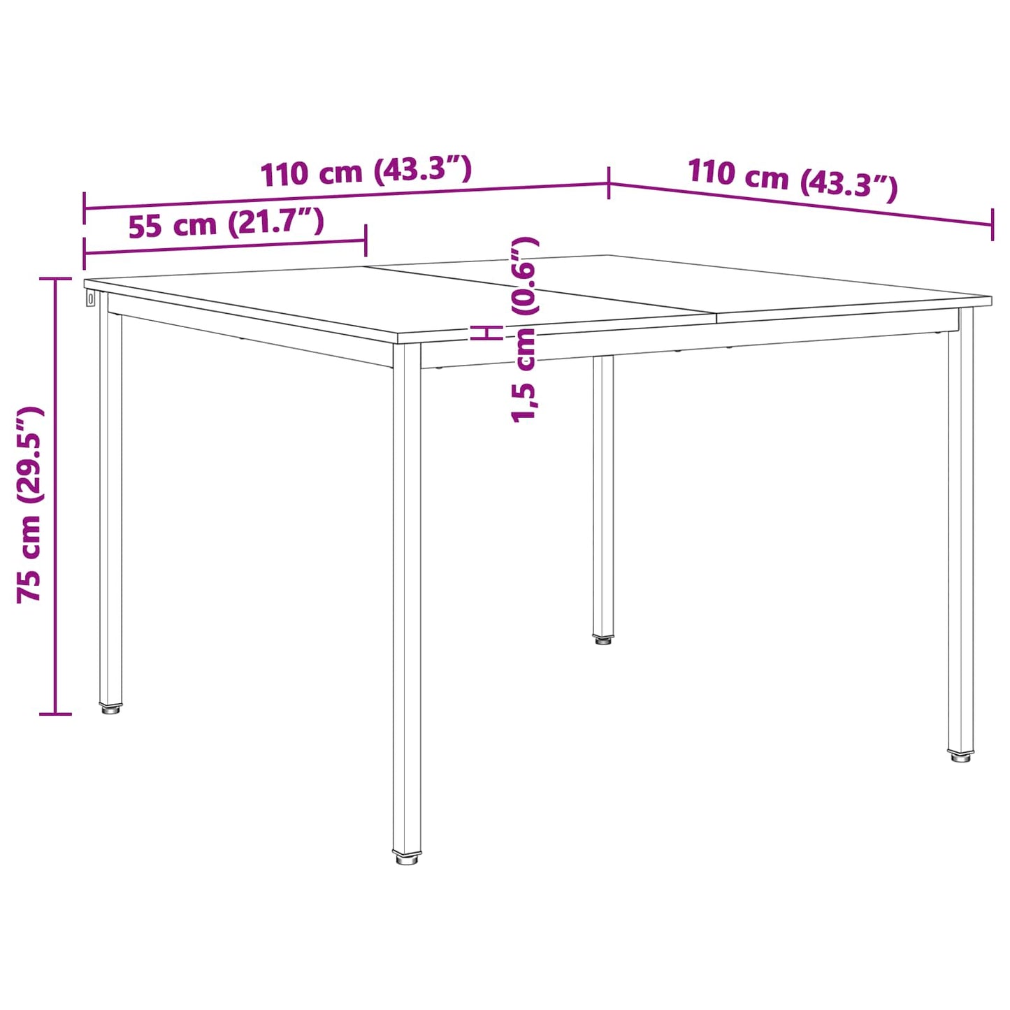 Étkezőasztal Természetes 110 x 110 x 75 cm Tömör fenyőfa