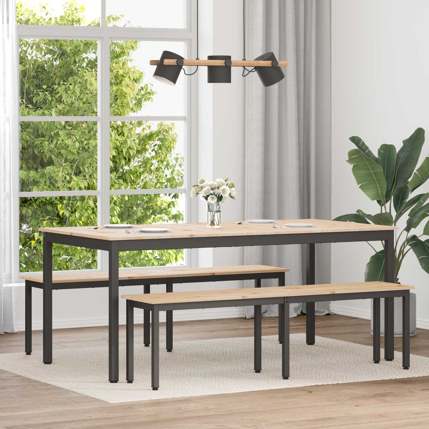 Étkezőasztal Természetes 180 x 90 x 75 cm Tömör fenyőfa